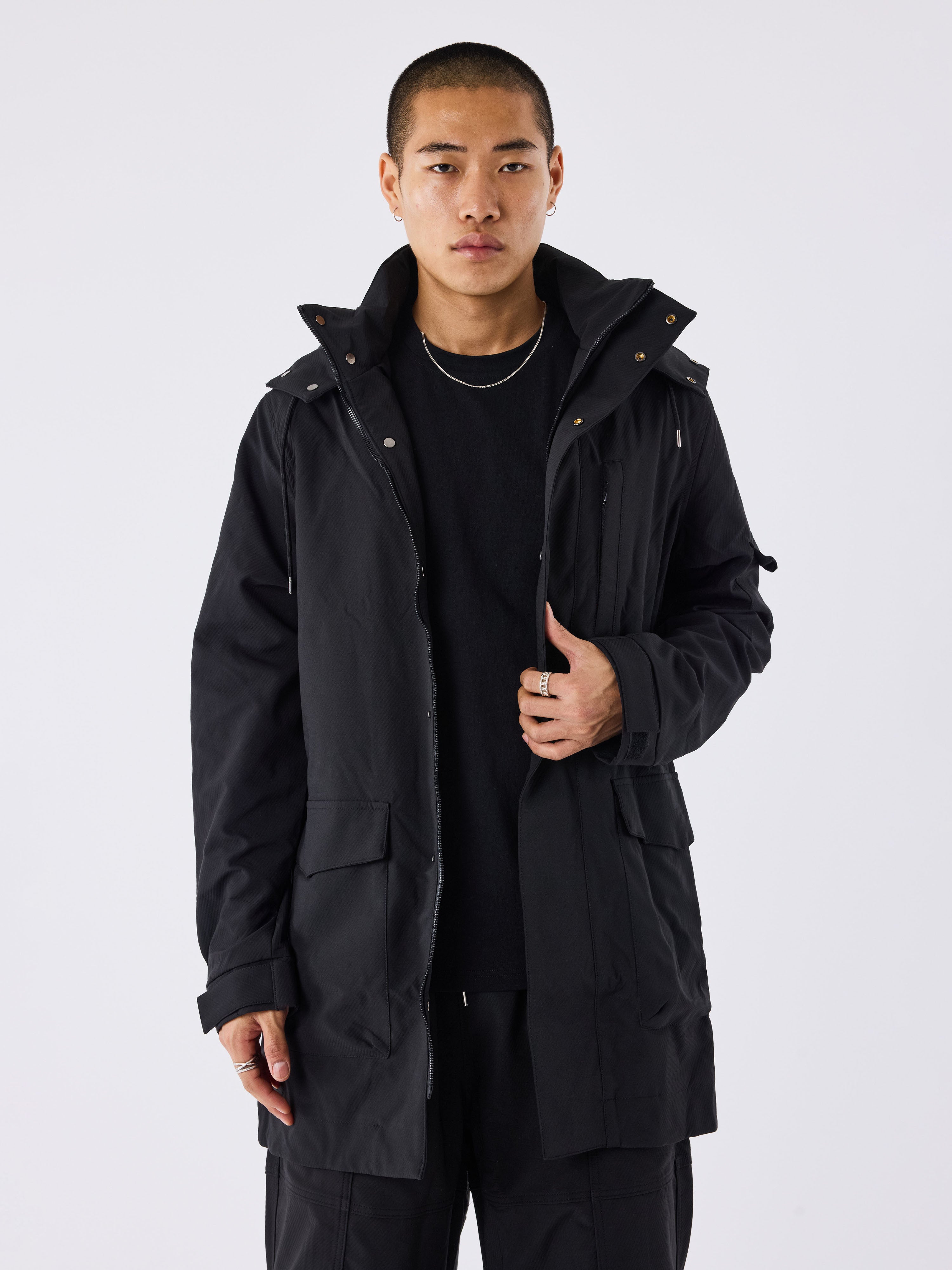 Long padded jacket with pockets-1
