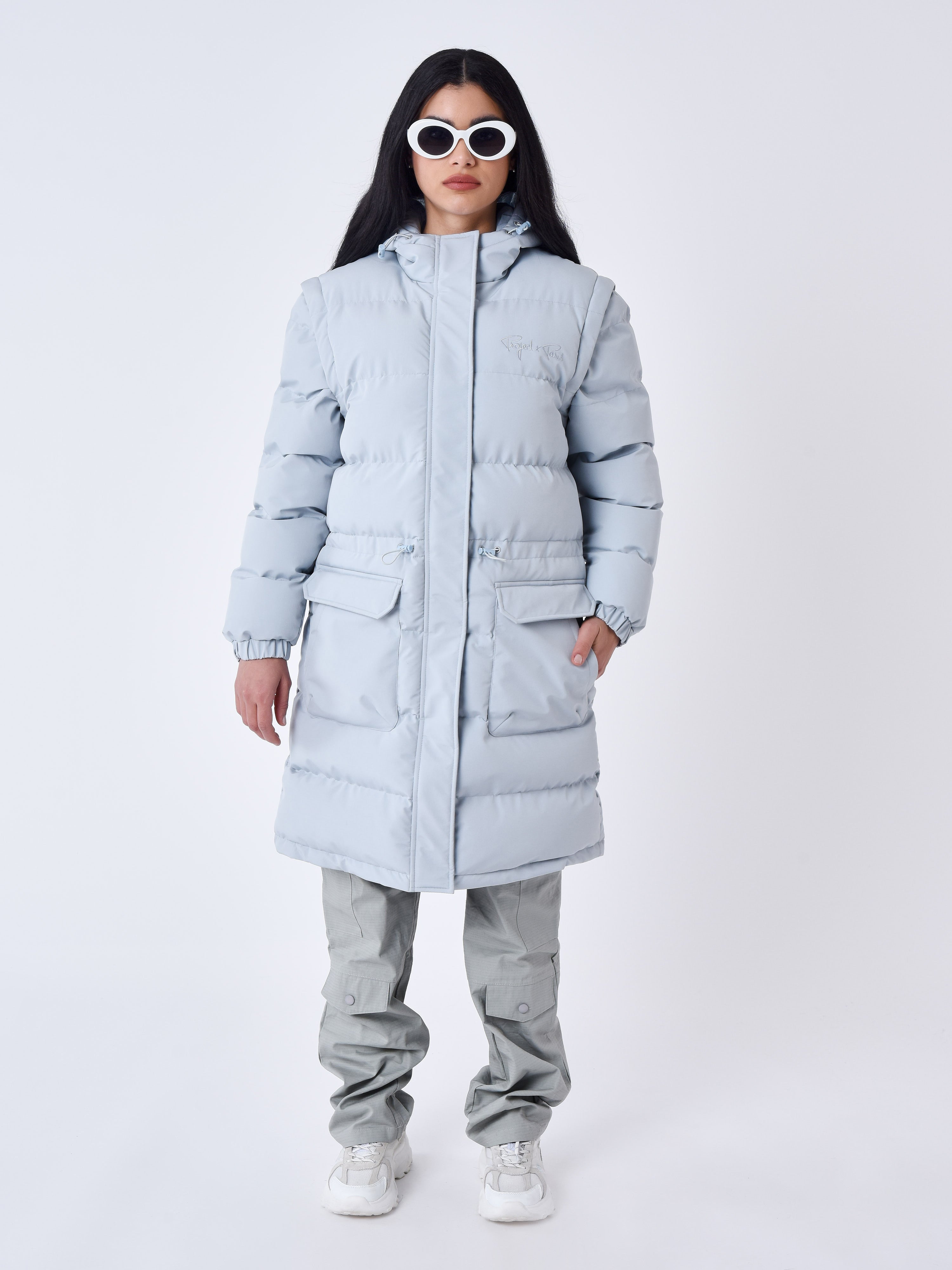 Long quilted puffer jacket with removable sleeves-1