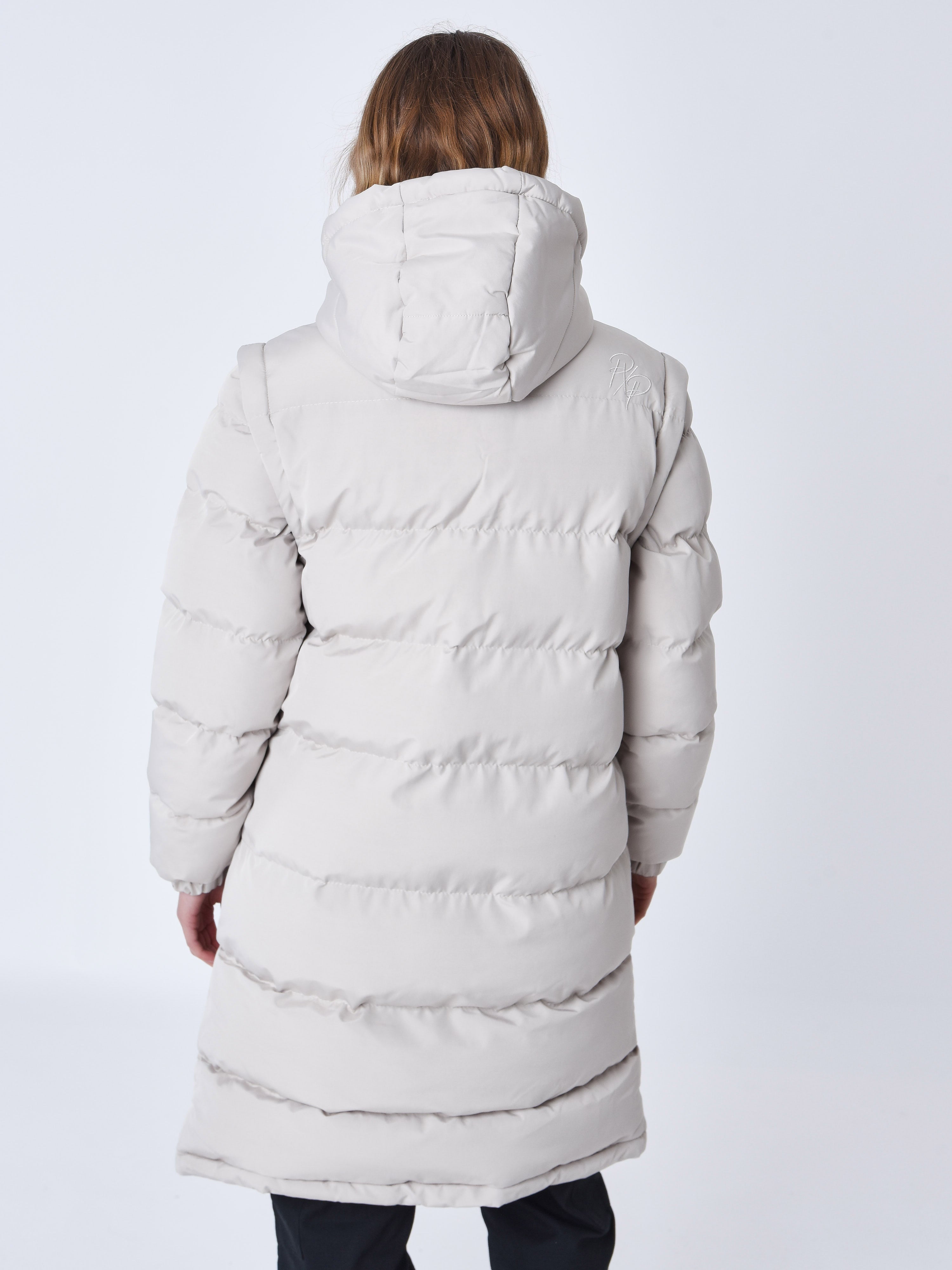 Long quilted puffer jacket with removable sleeves-2