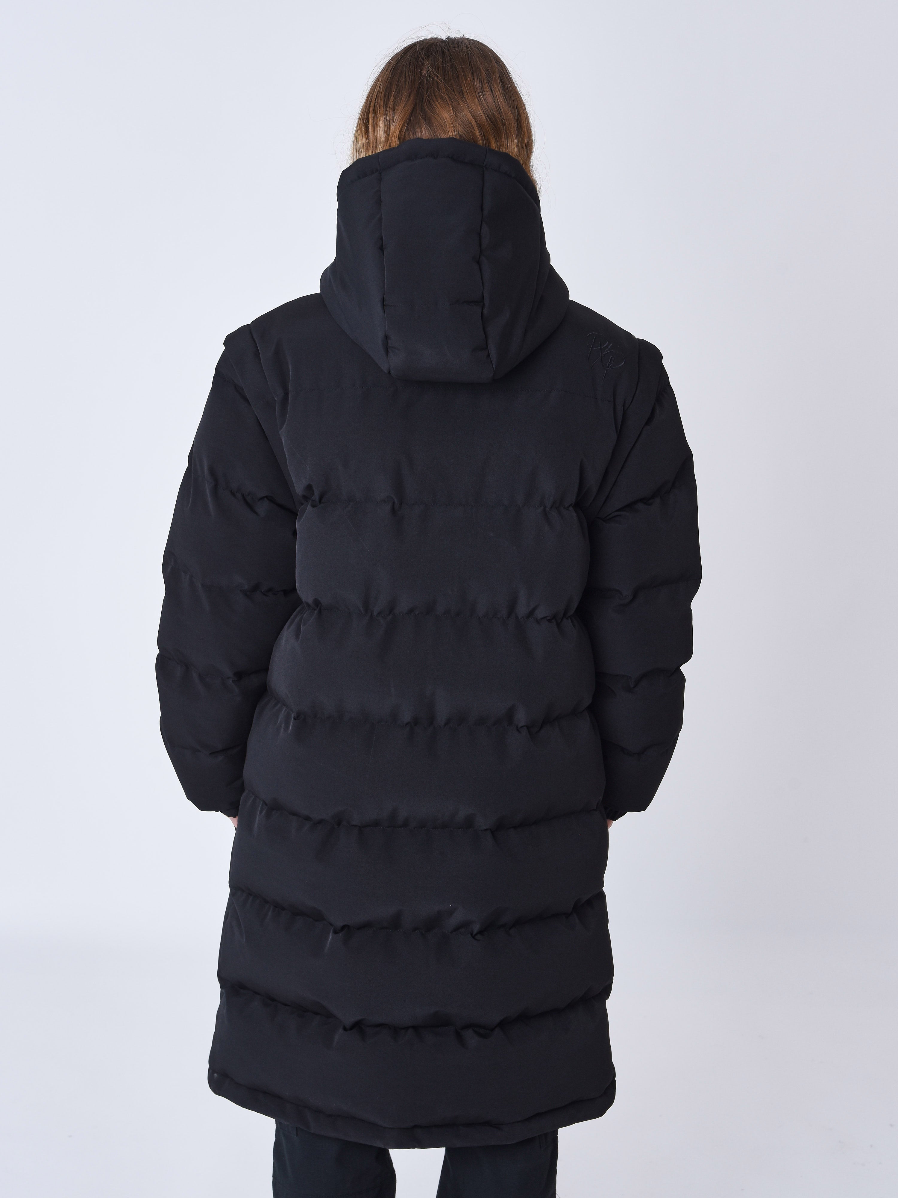 Long quilted puffer jacket with removable sleeves-2