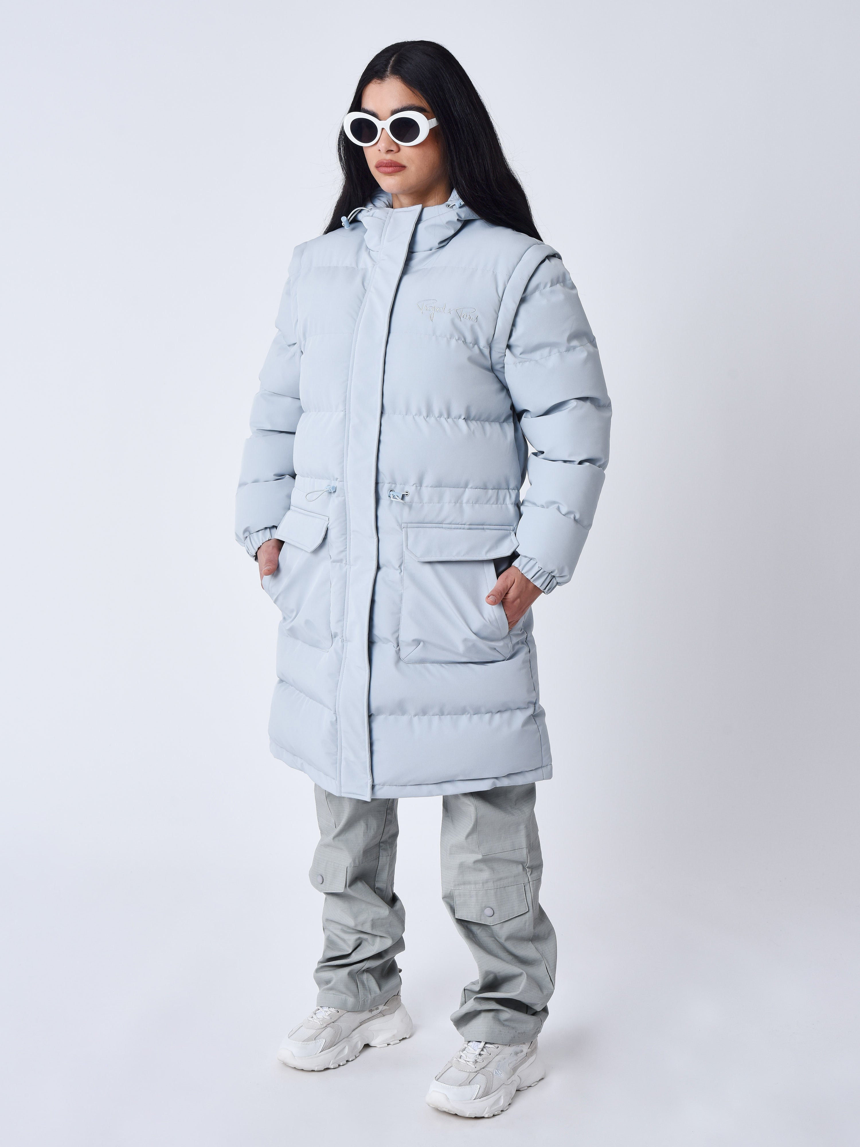 Long quilted puffer jacket with removable sleeves-3
