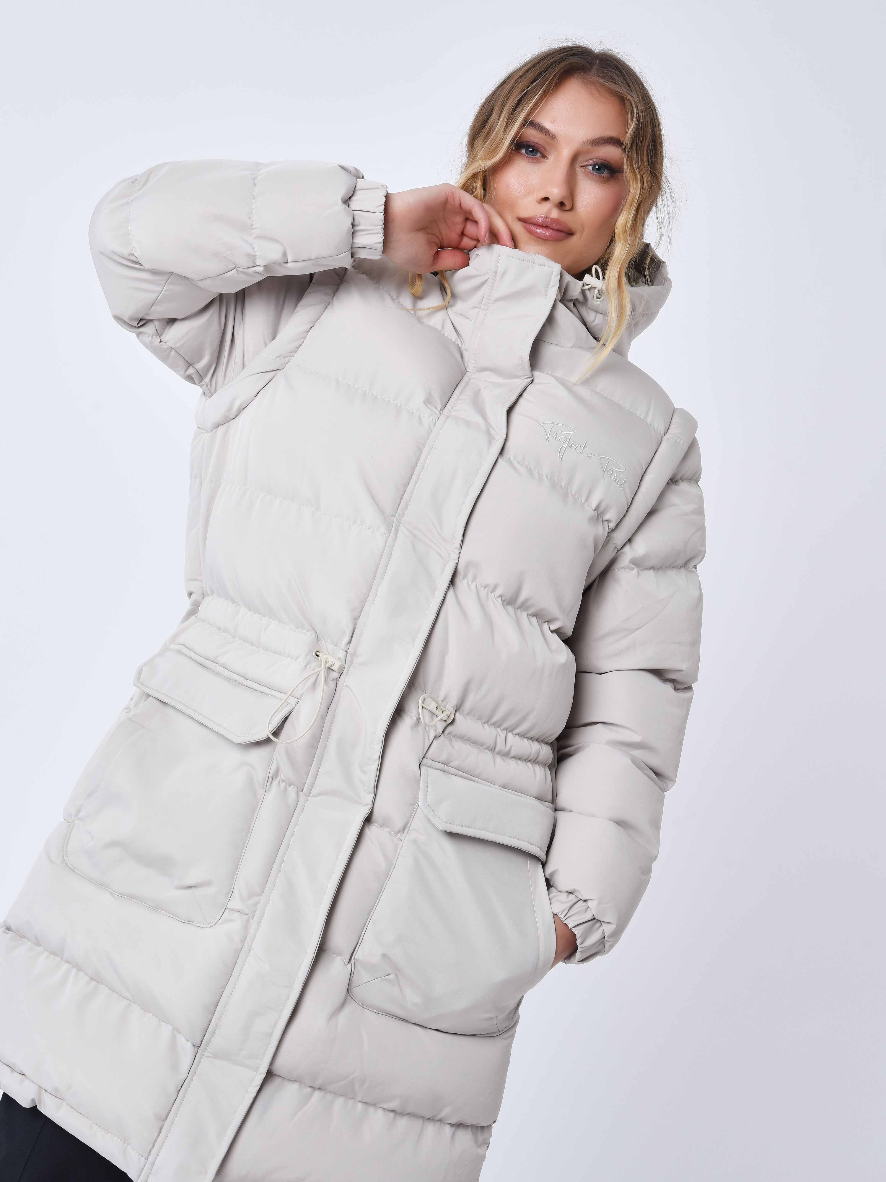 Long quilted puffer jacket with removable sleeves-3