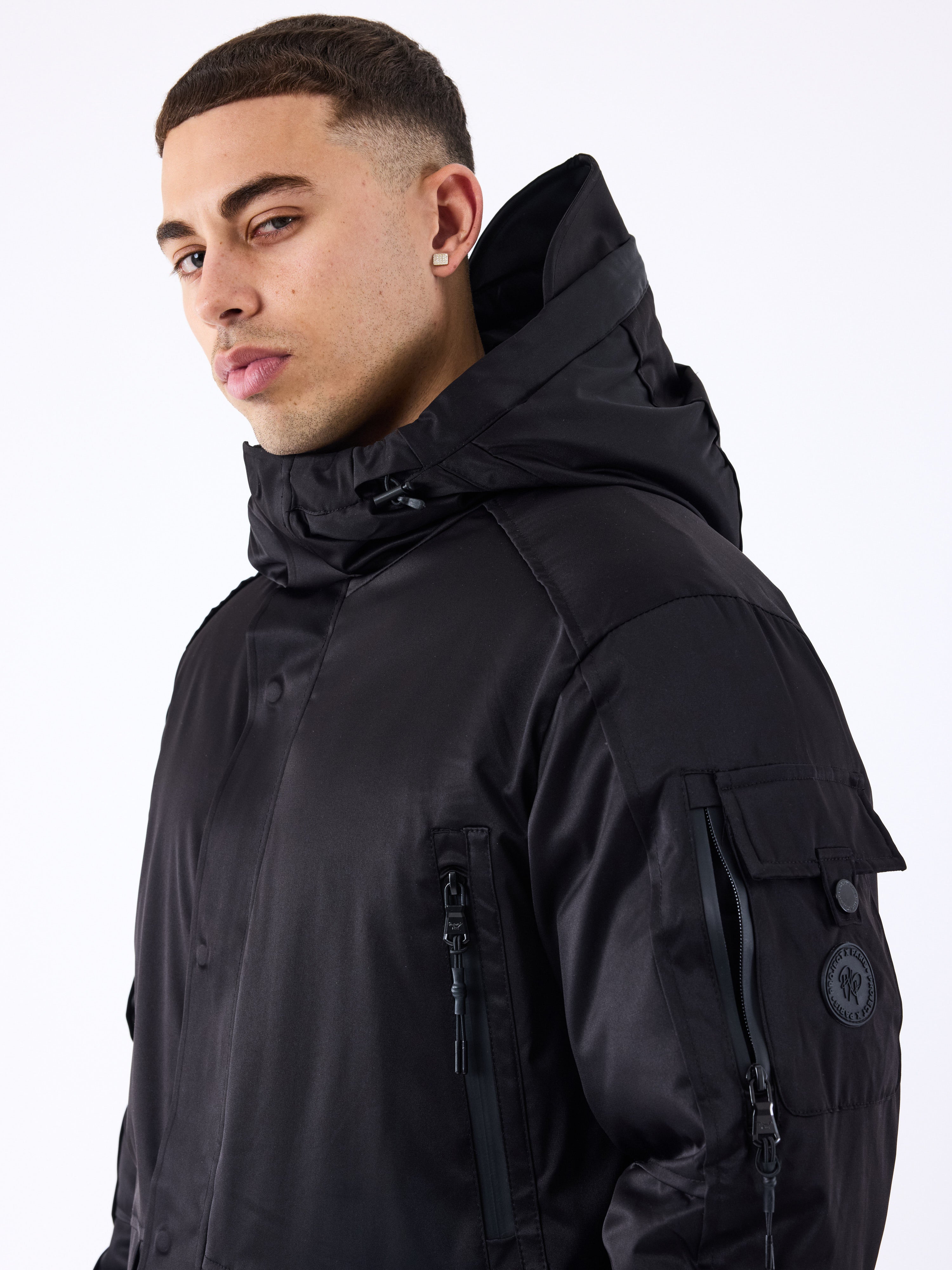 Long multi-pocket down jacket-4