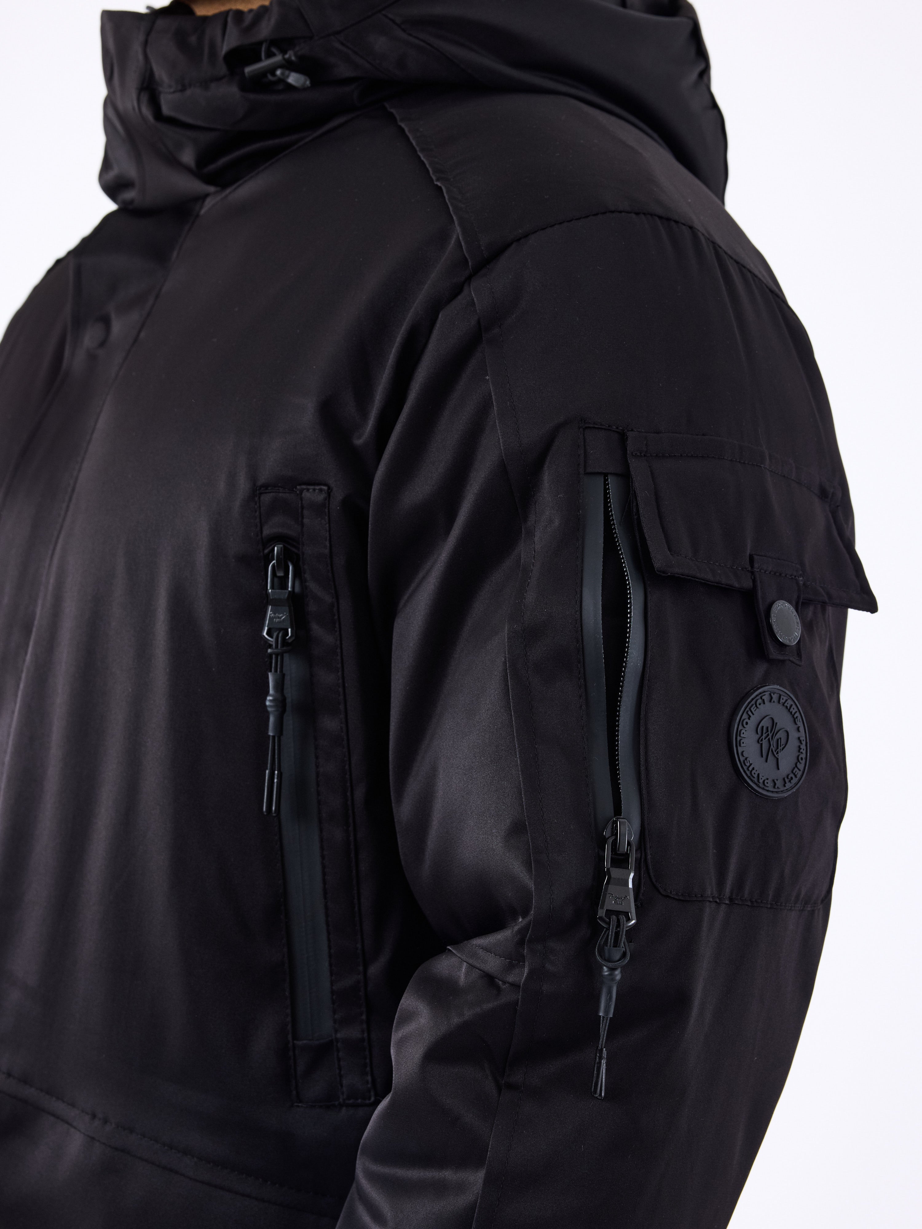 Long multi-pocket down jacket-5