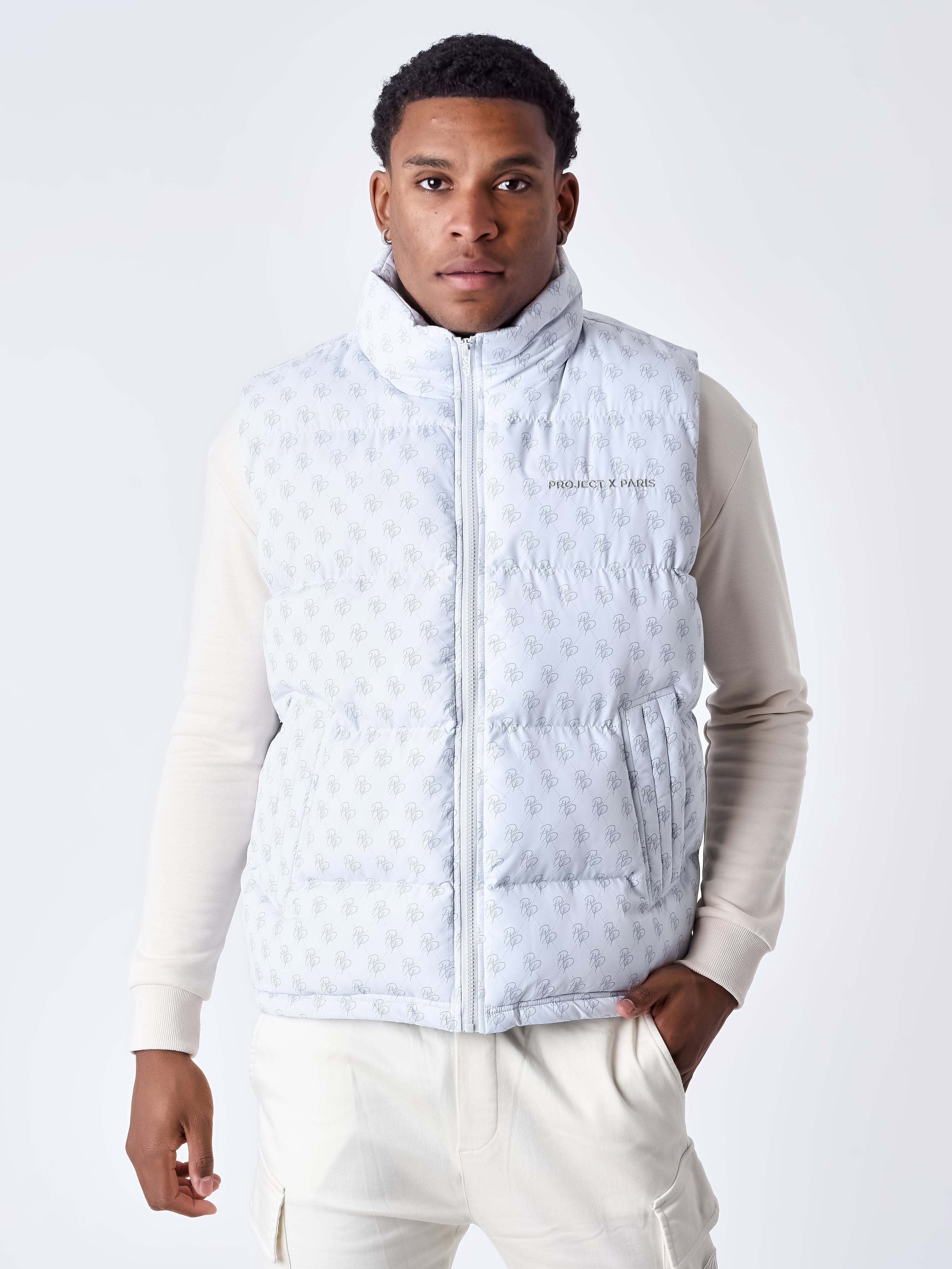 Doudoune sans manches all over monogramme-1