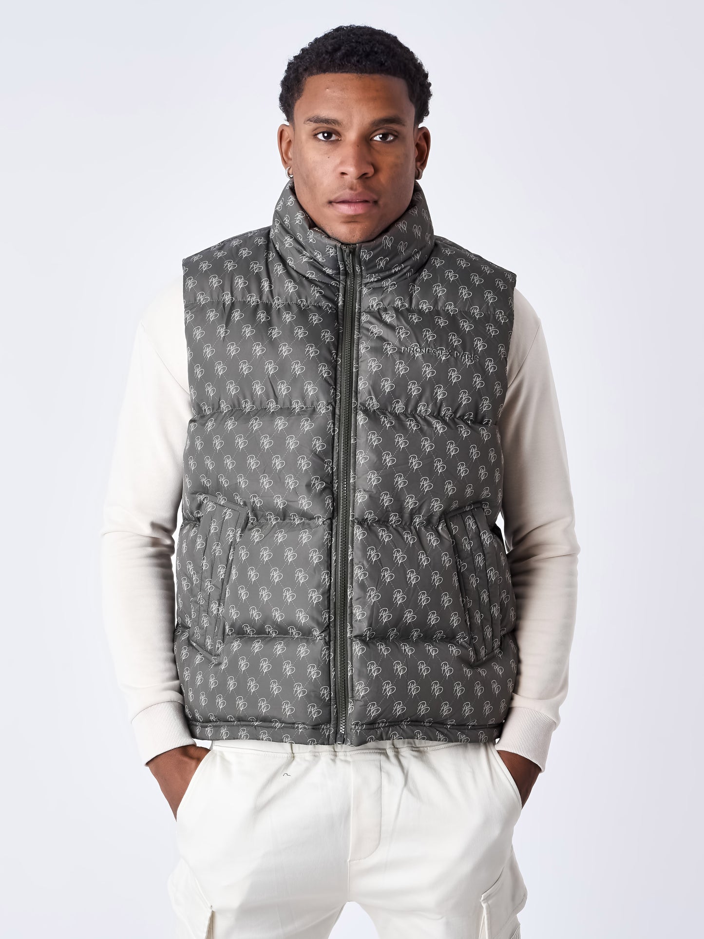 doudoune-sans-manches-all-over-monogramme-olive-fonce