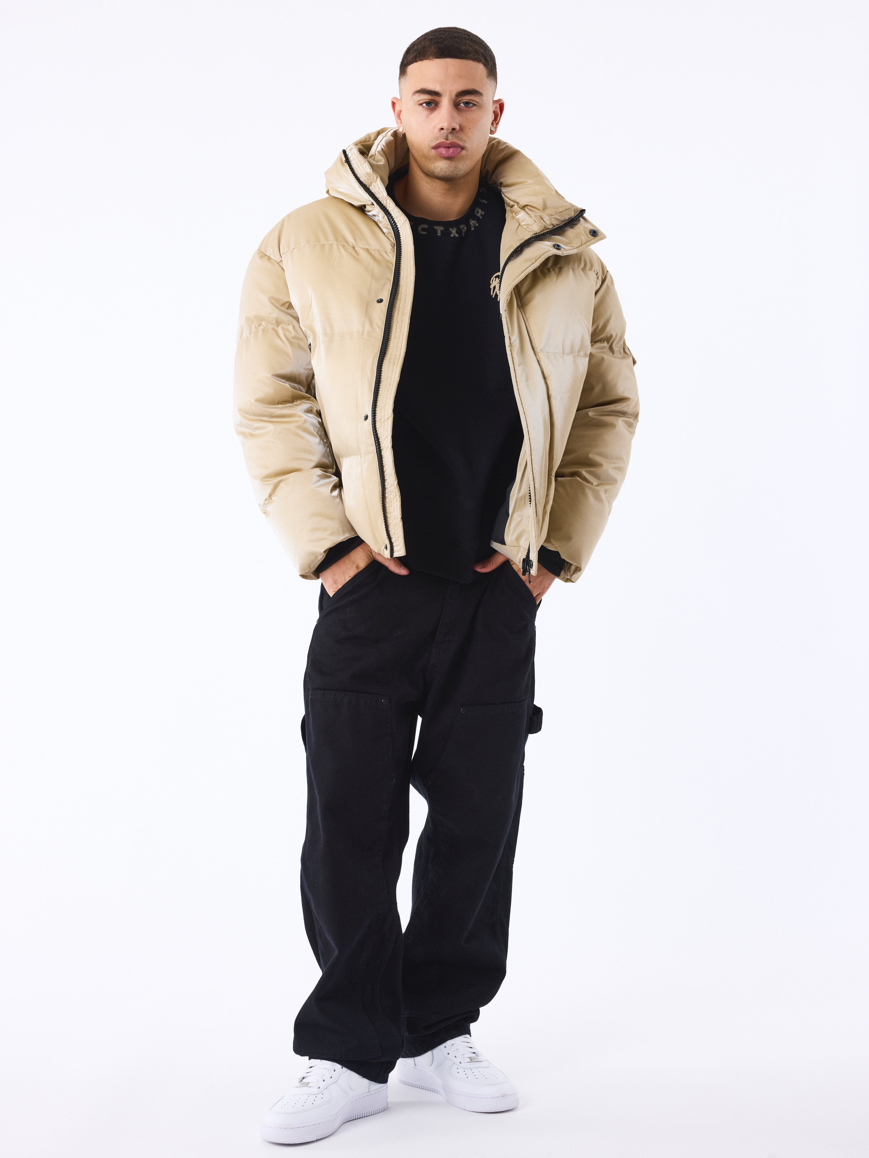 doudoune-ultra-brillante-a-capuche-beige