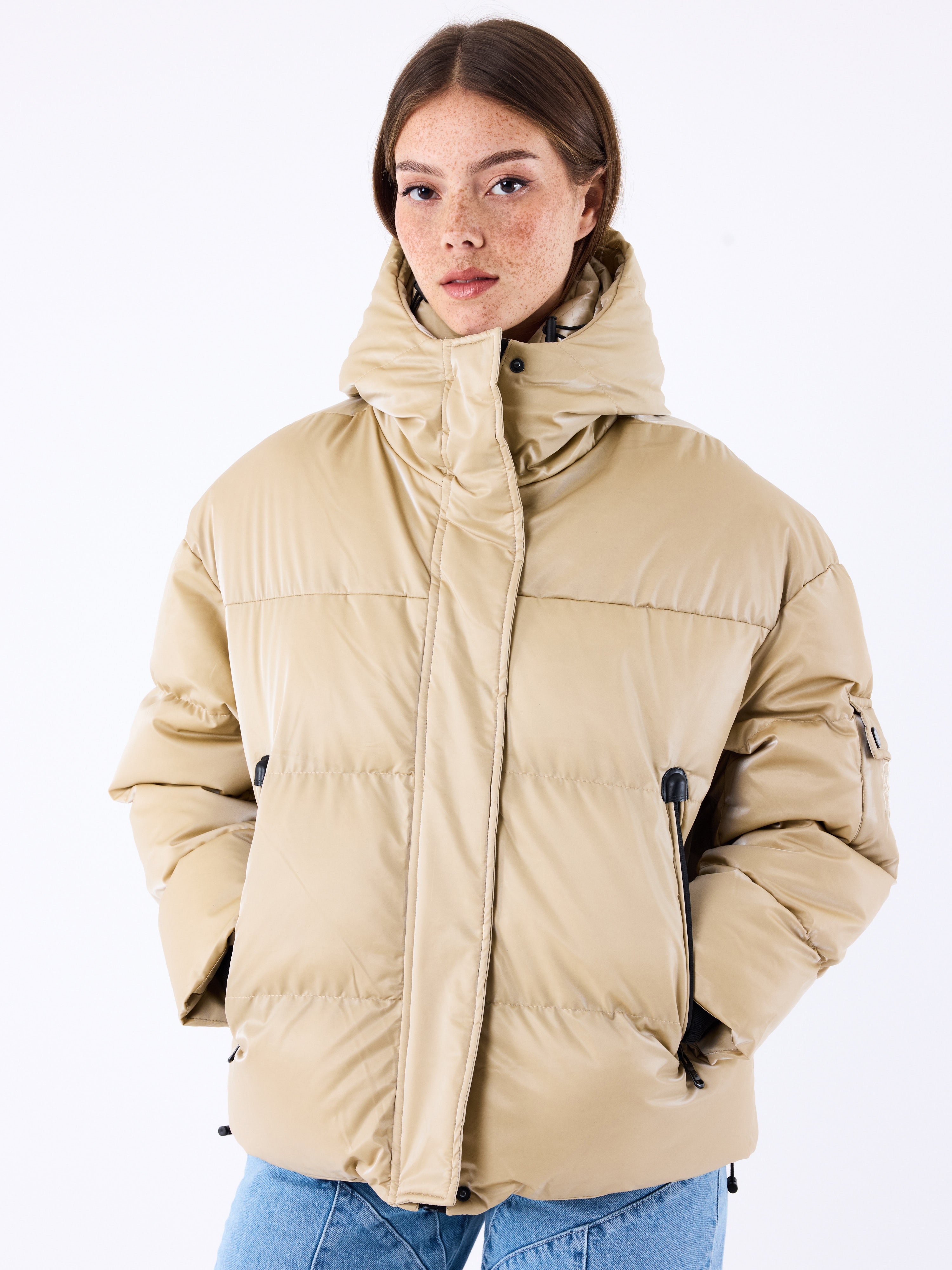 Ultra shiny hooded puffer jacket-1