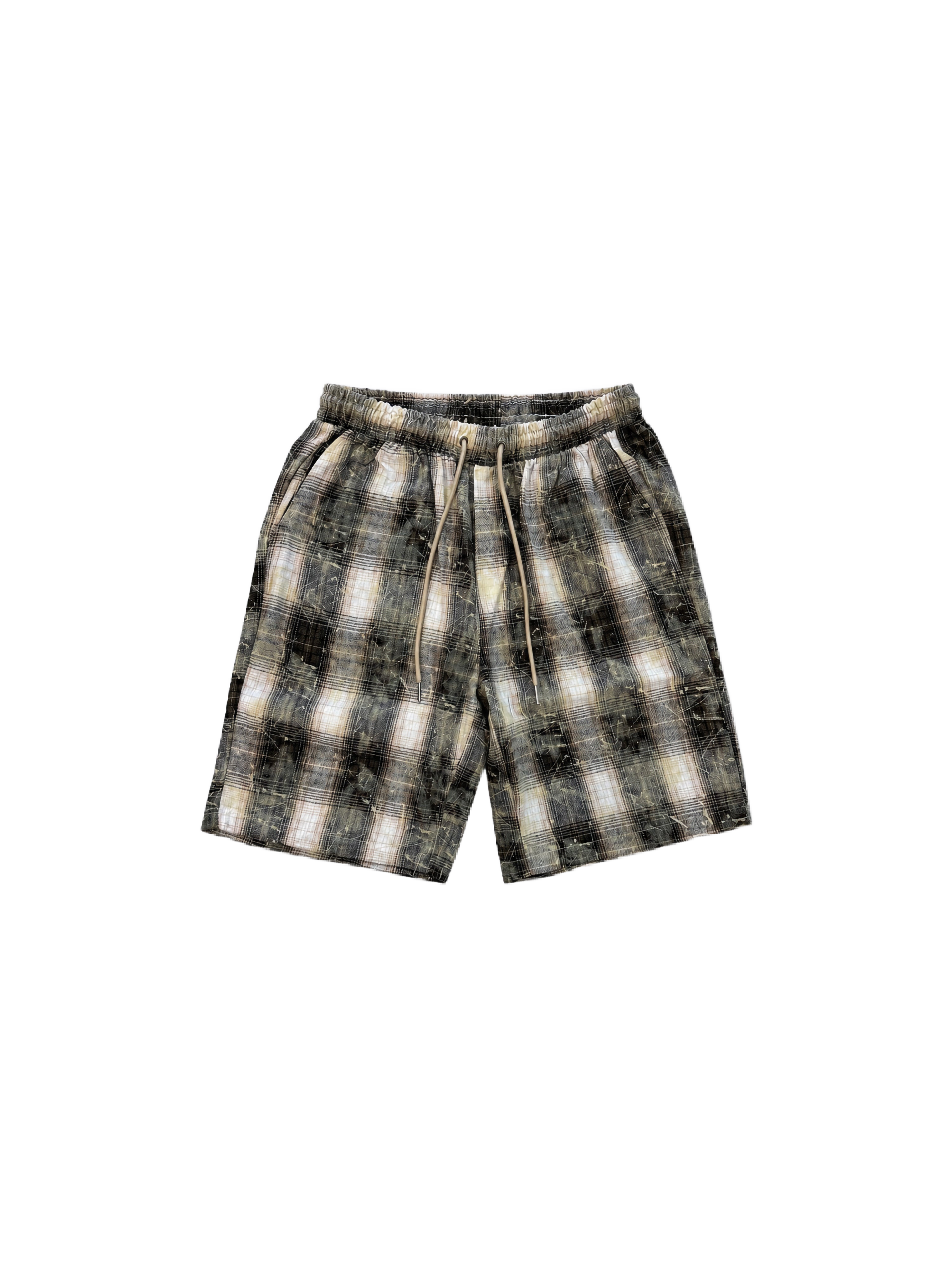 Men's checkered patterned shorts with elastic waistband-1