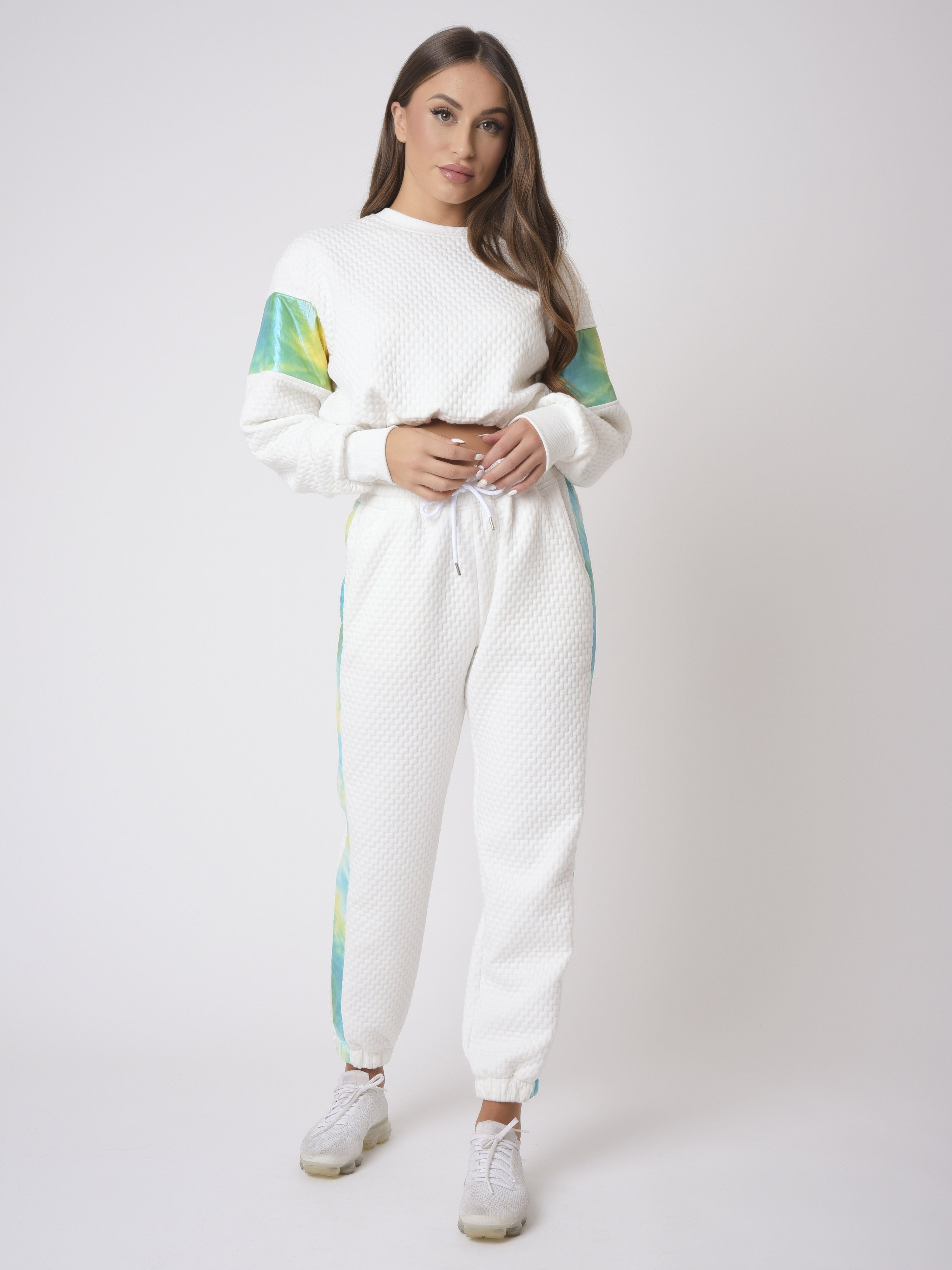 Crop sweatshirt med reliefstruktur og gradientbånd-2