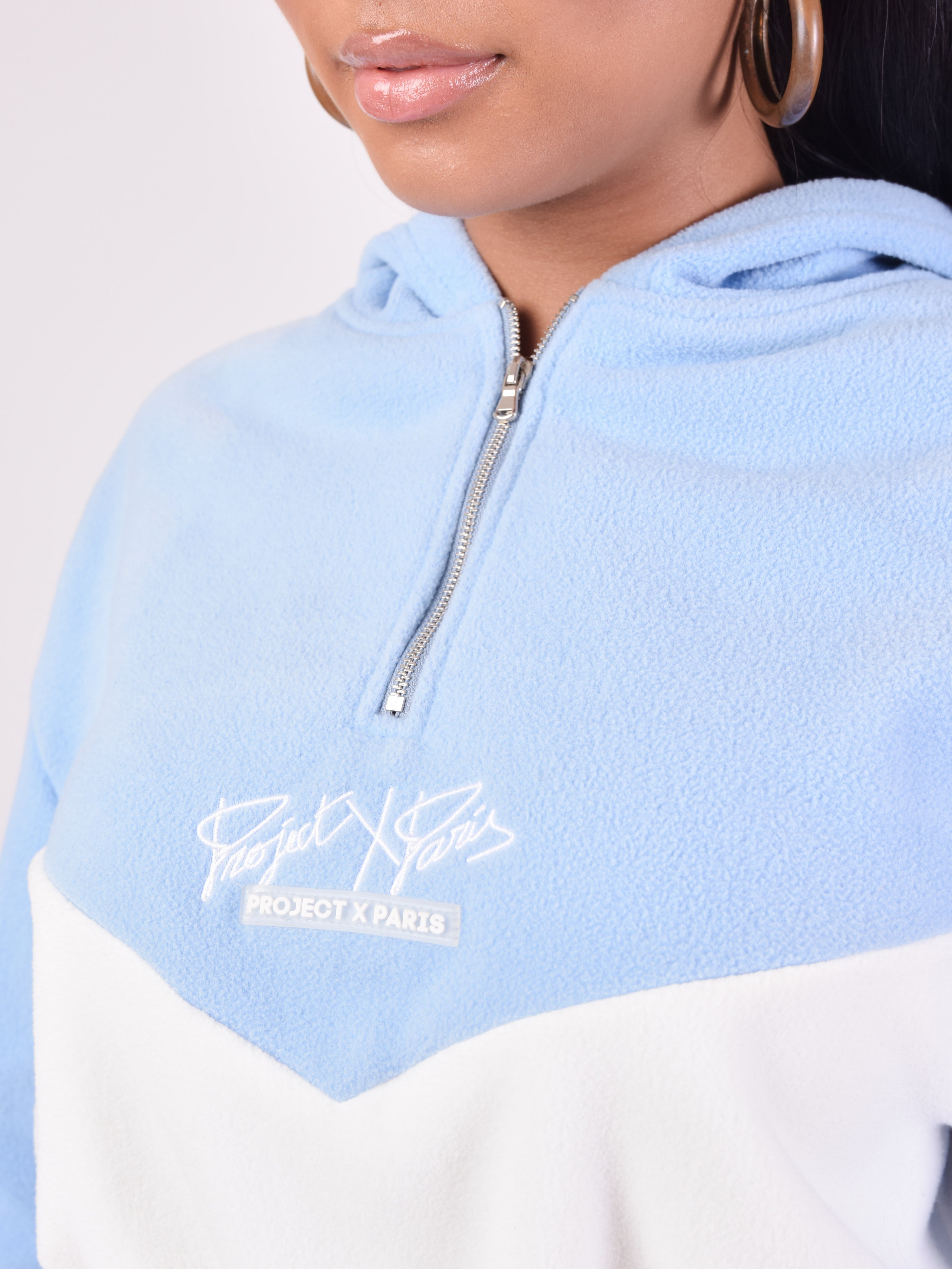 Crop fleece hoodie in two-tone-7