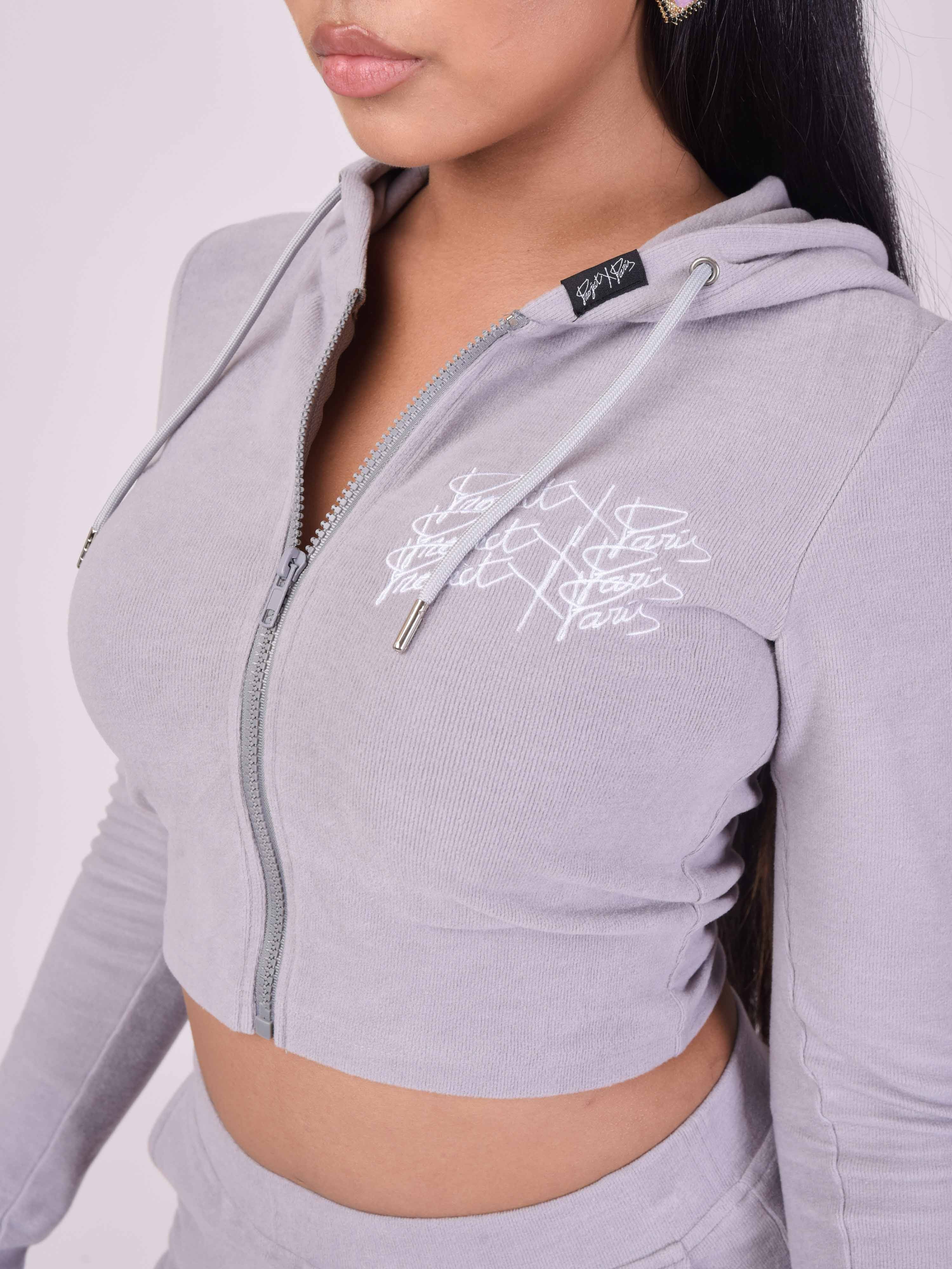 Gerippte Kapuzenjacke mit dreifachem Logo-5