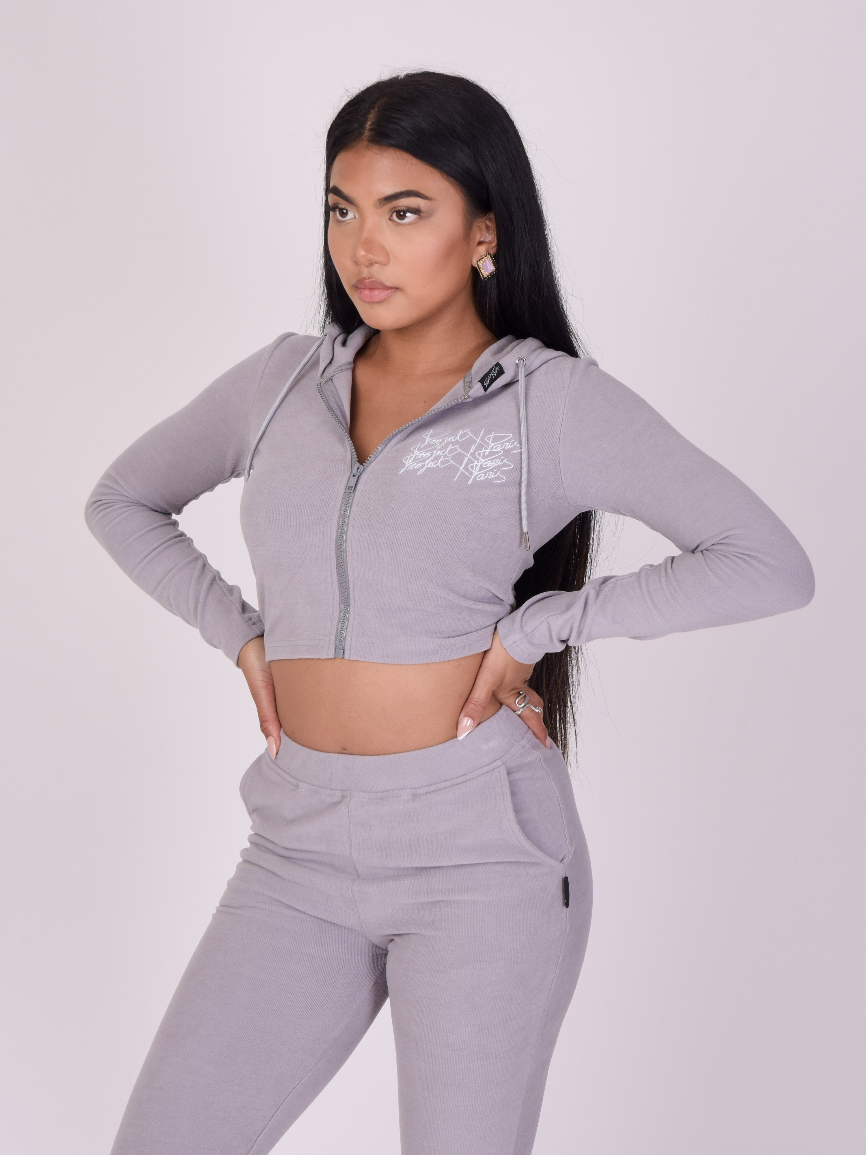 Gerippte Kapuzenjacke mit dreifachem Logo-3