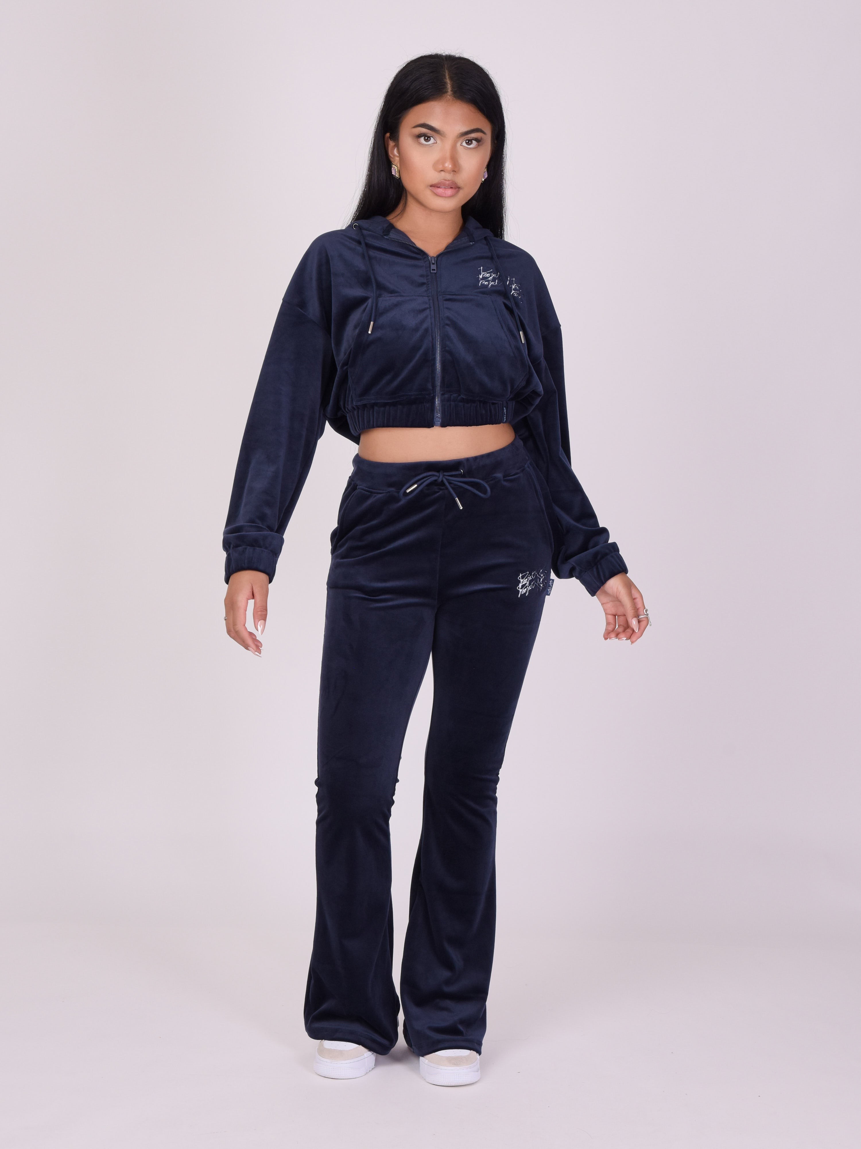 Pantalon évasé en velours double logo-2