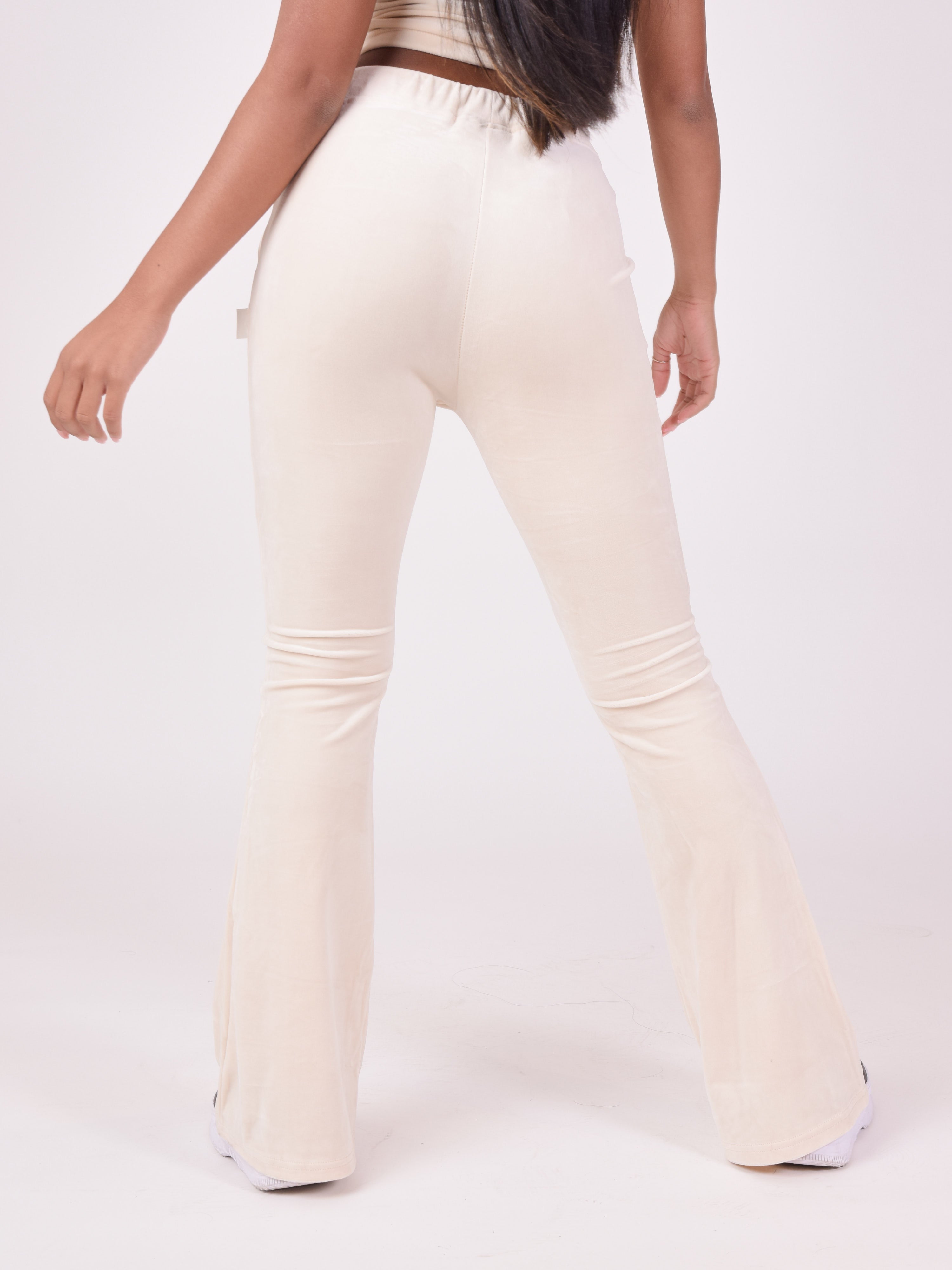 Uitlopende broek van velours met dubbele logo-6