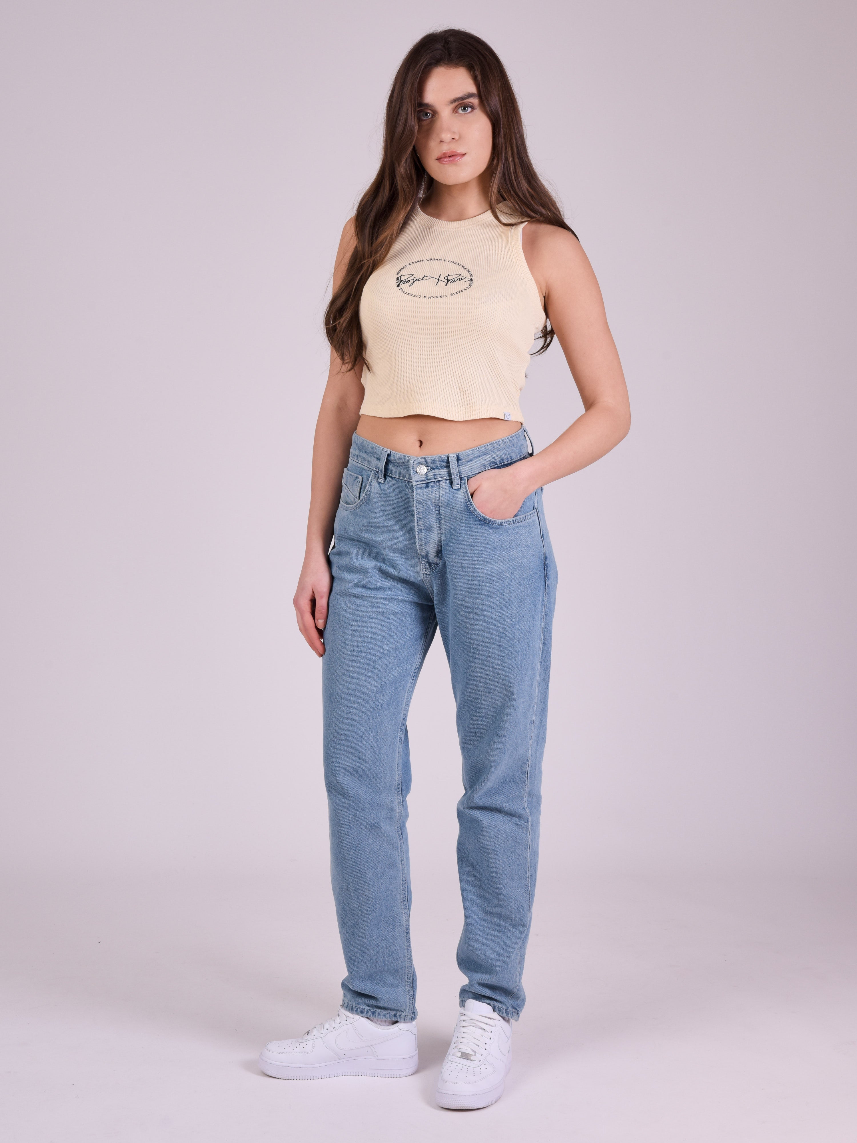 Sleeveless top with honeycomb effect-3