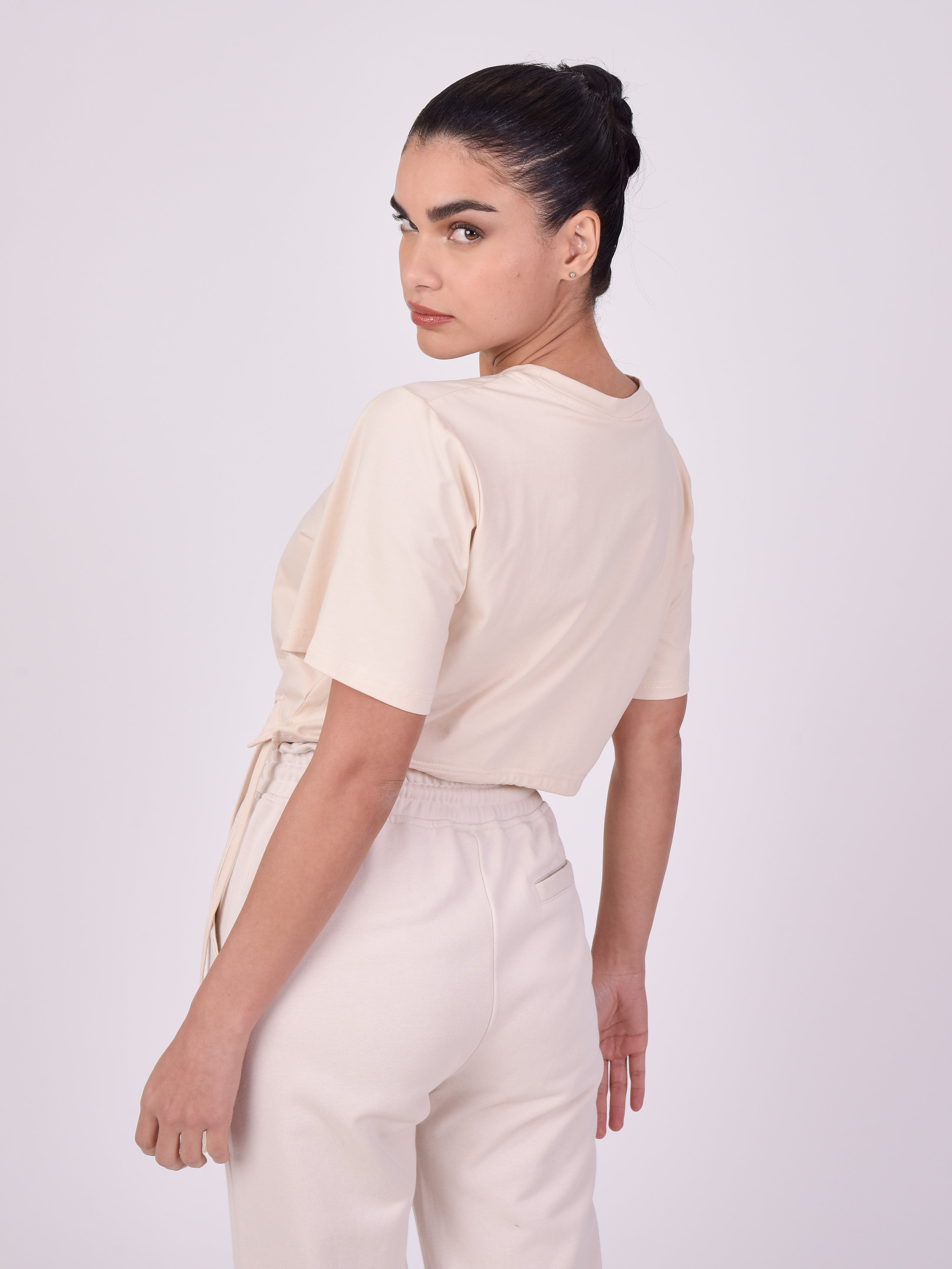 T-shirt crop avec cordon de serrage-5