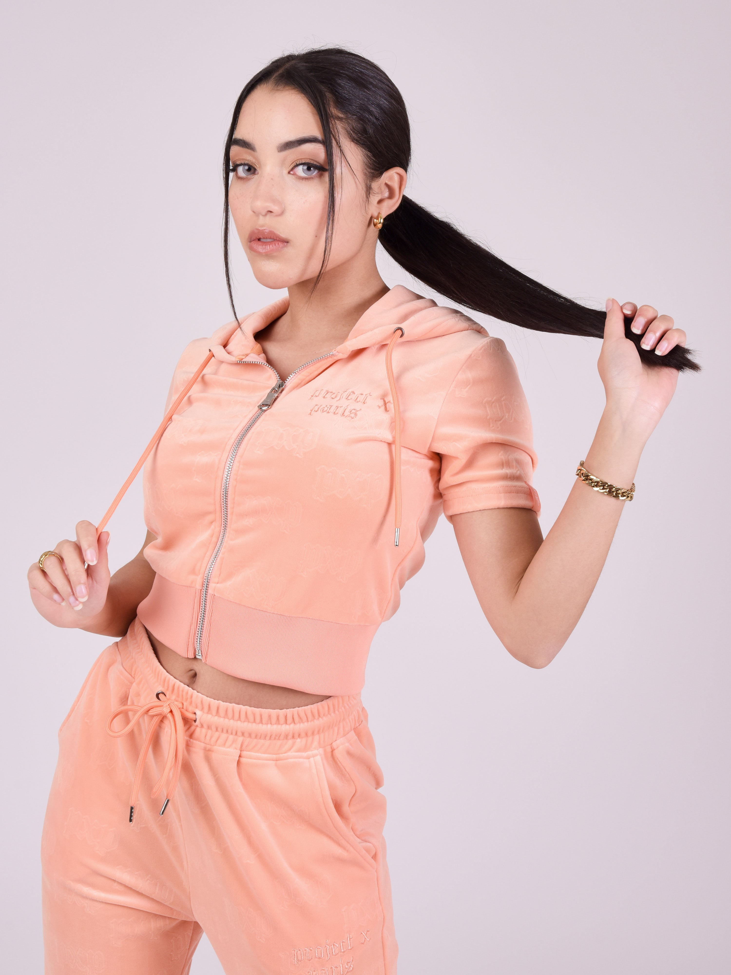 Short-sleeve zip-up velvet vest-3