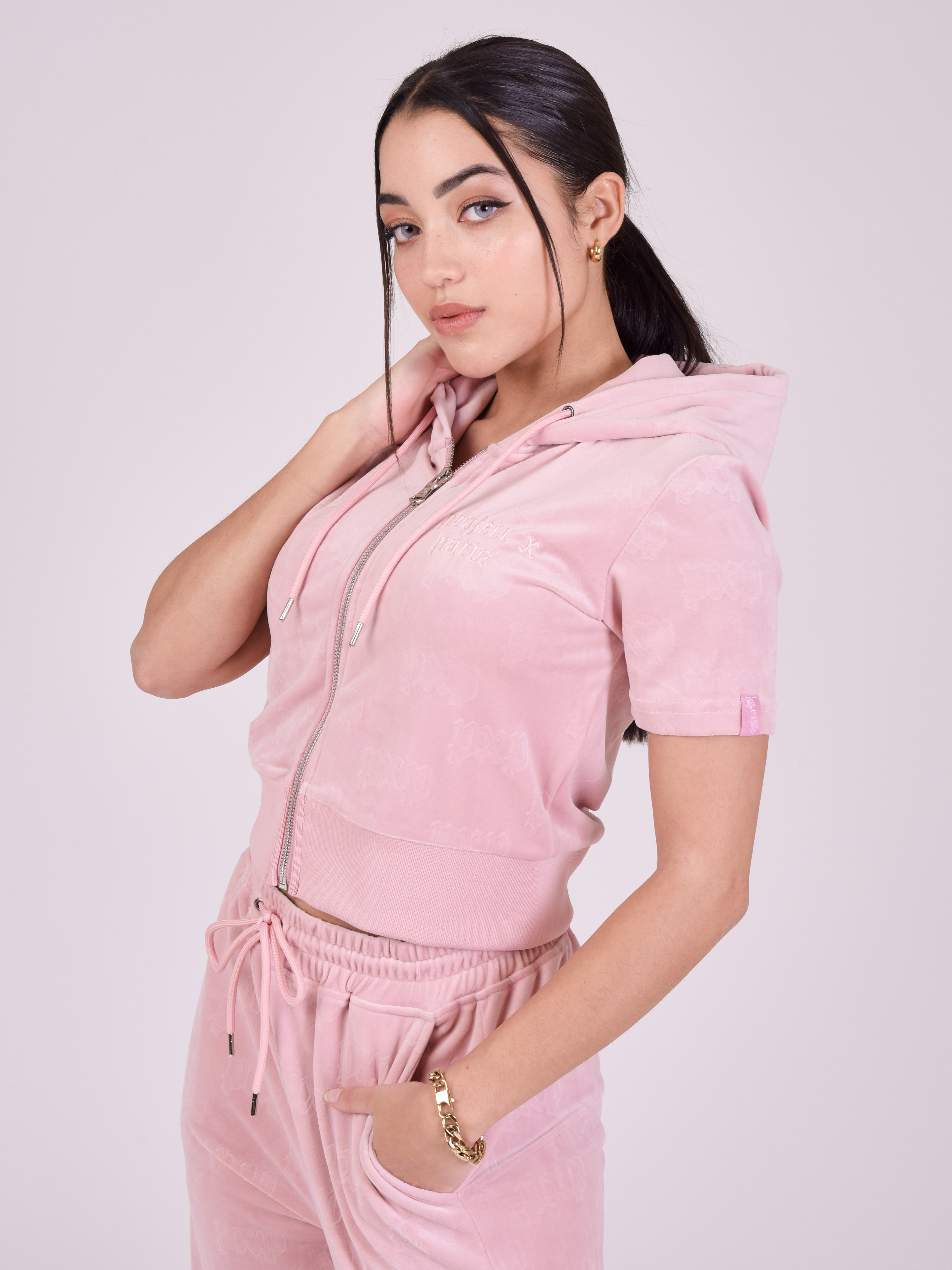 Short-sleeve zip-up velvet vest-5