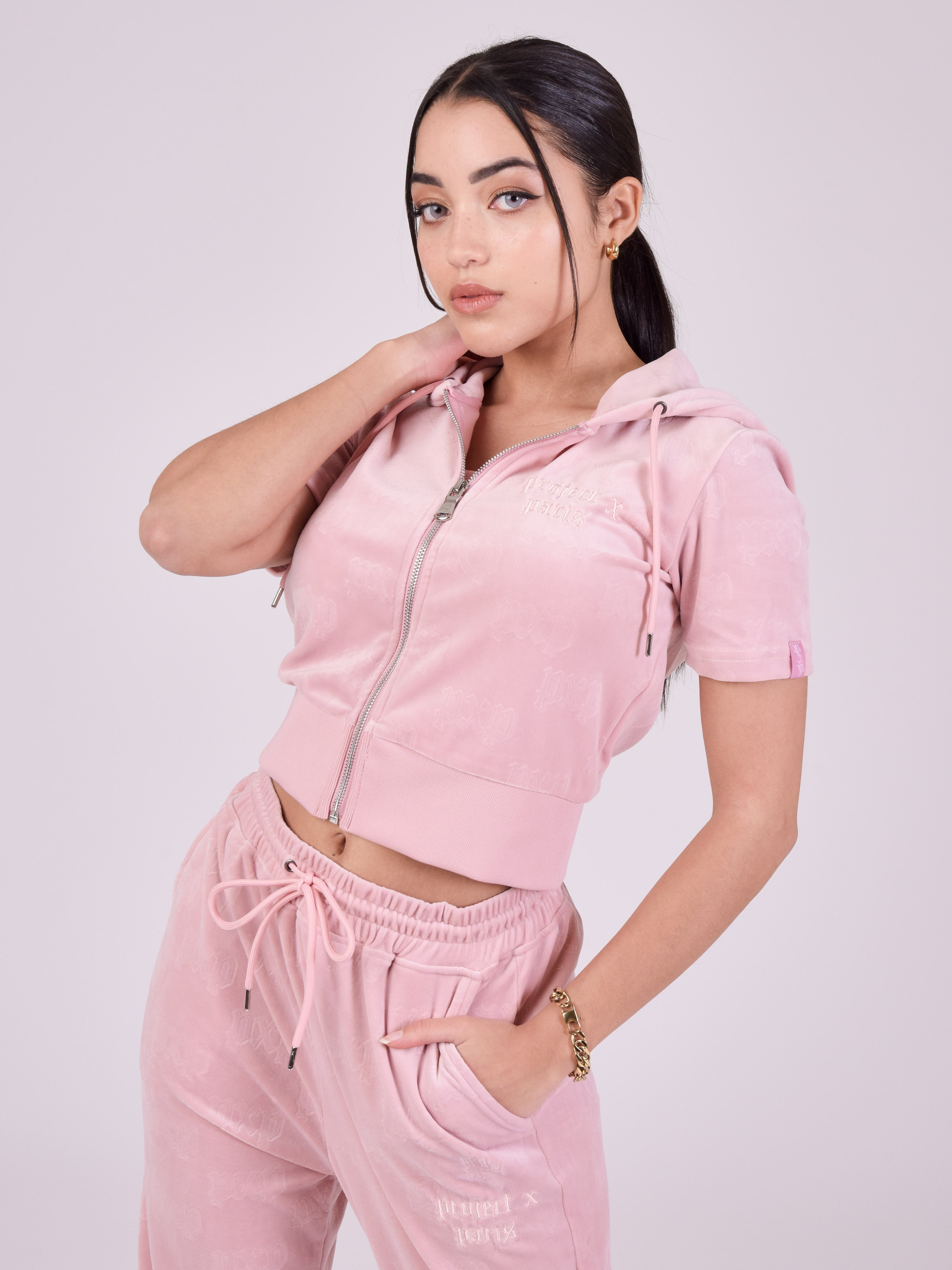 Short-sleeve zip-up velvet vest-2