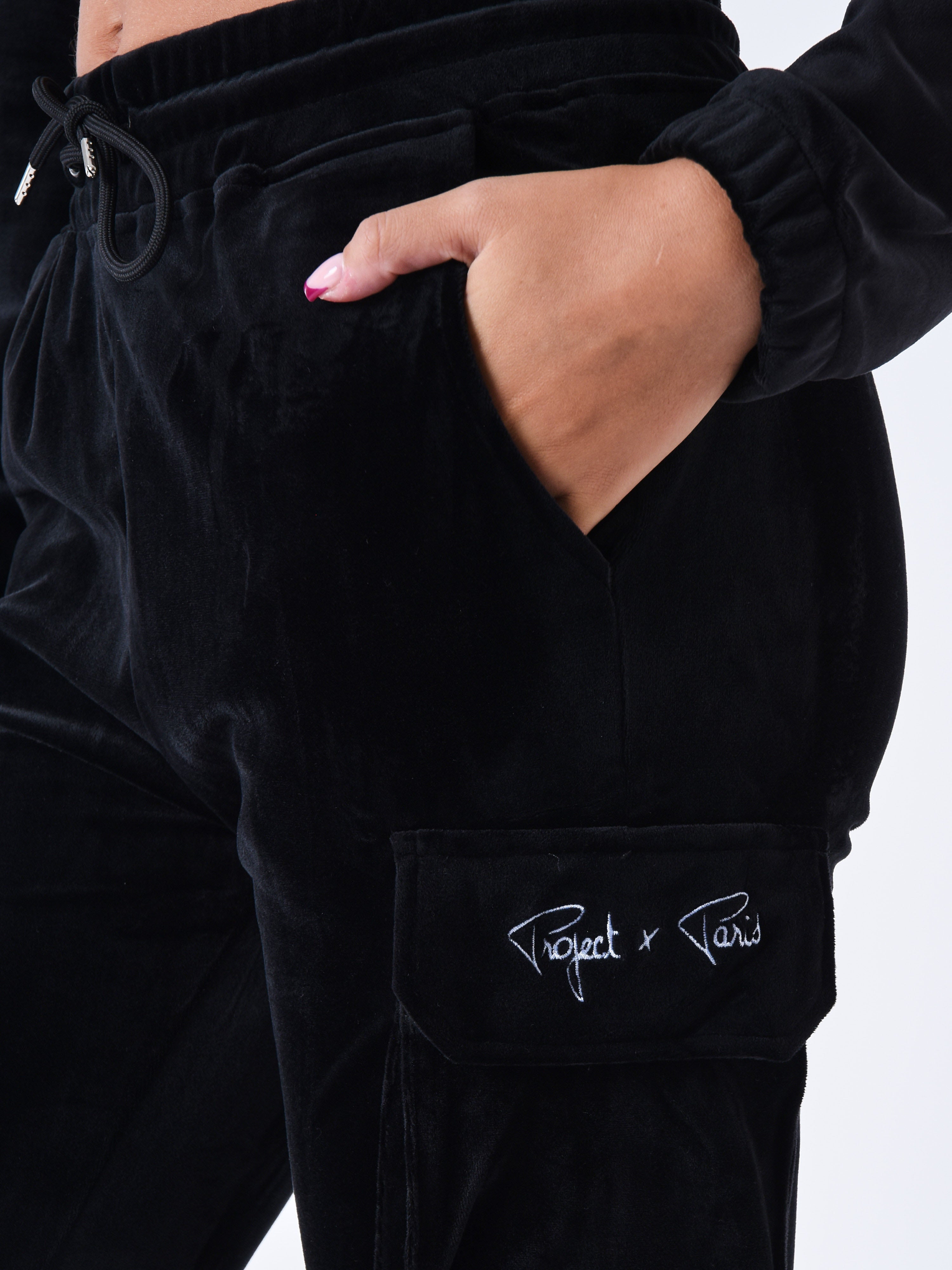 Korte hoodie in velours signature-6