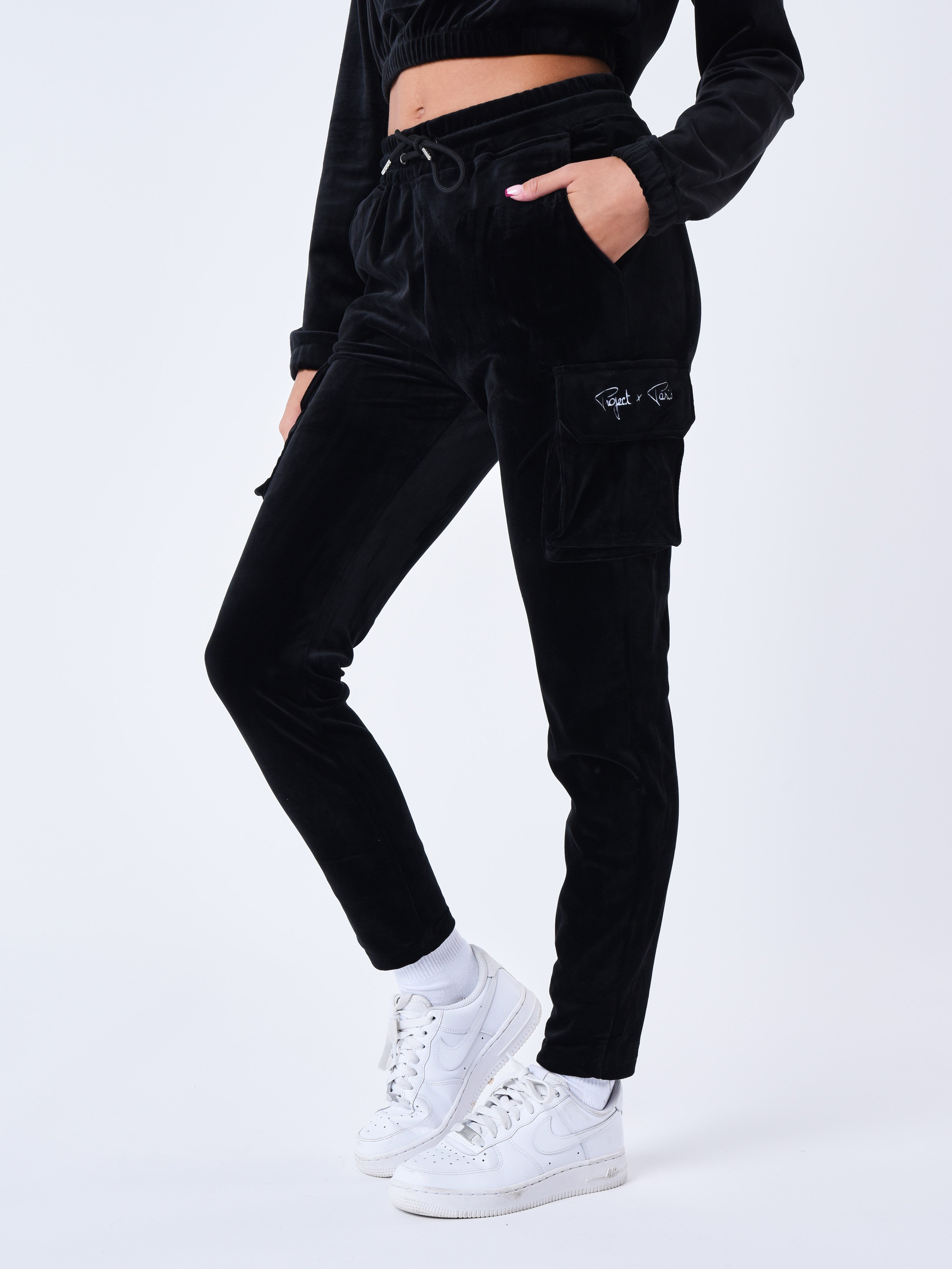 Korte hoodie in velours signature-4