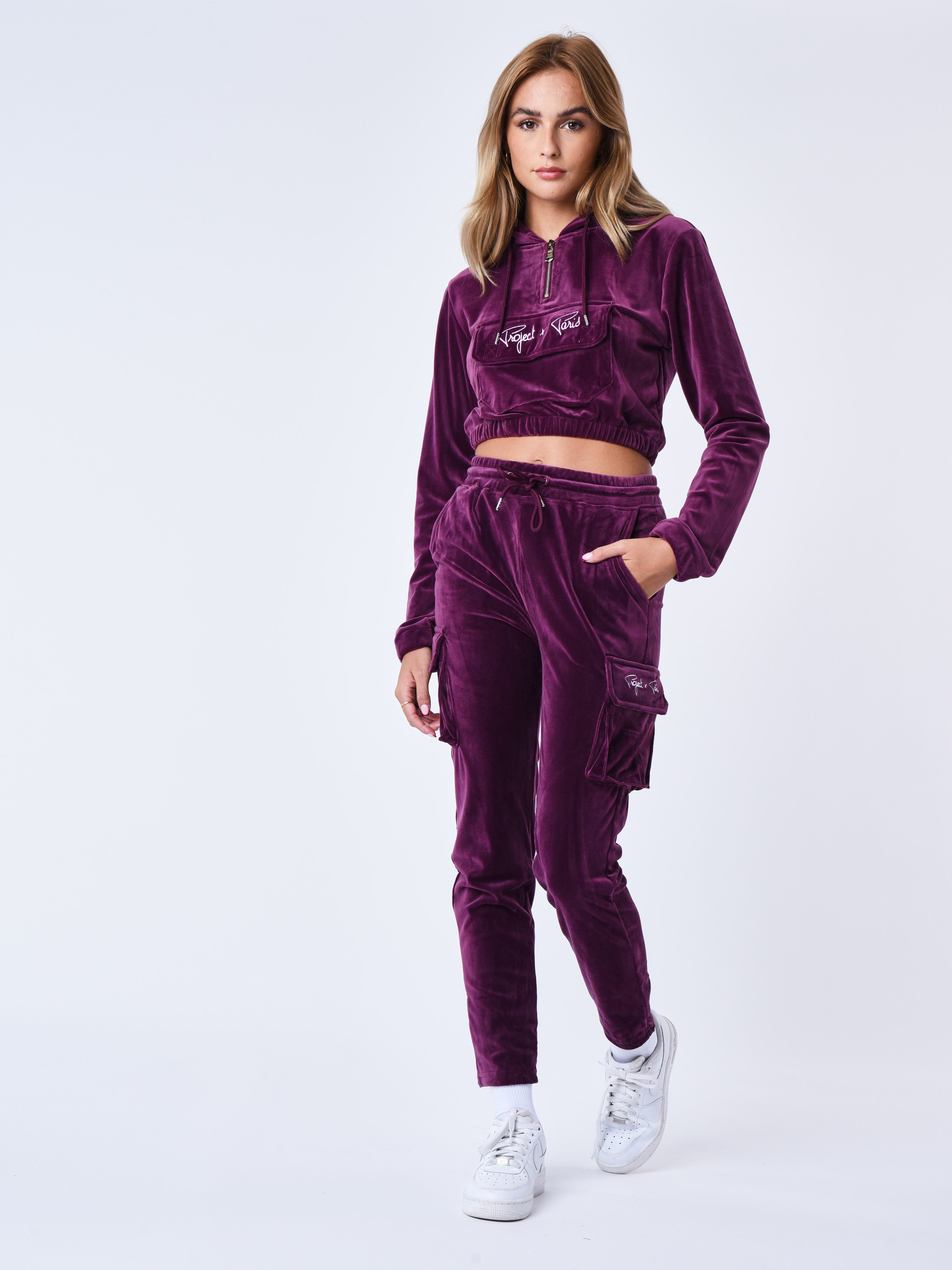 Bas de jogging cargo en velours signature-1