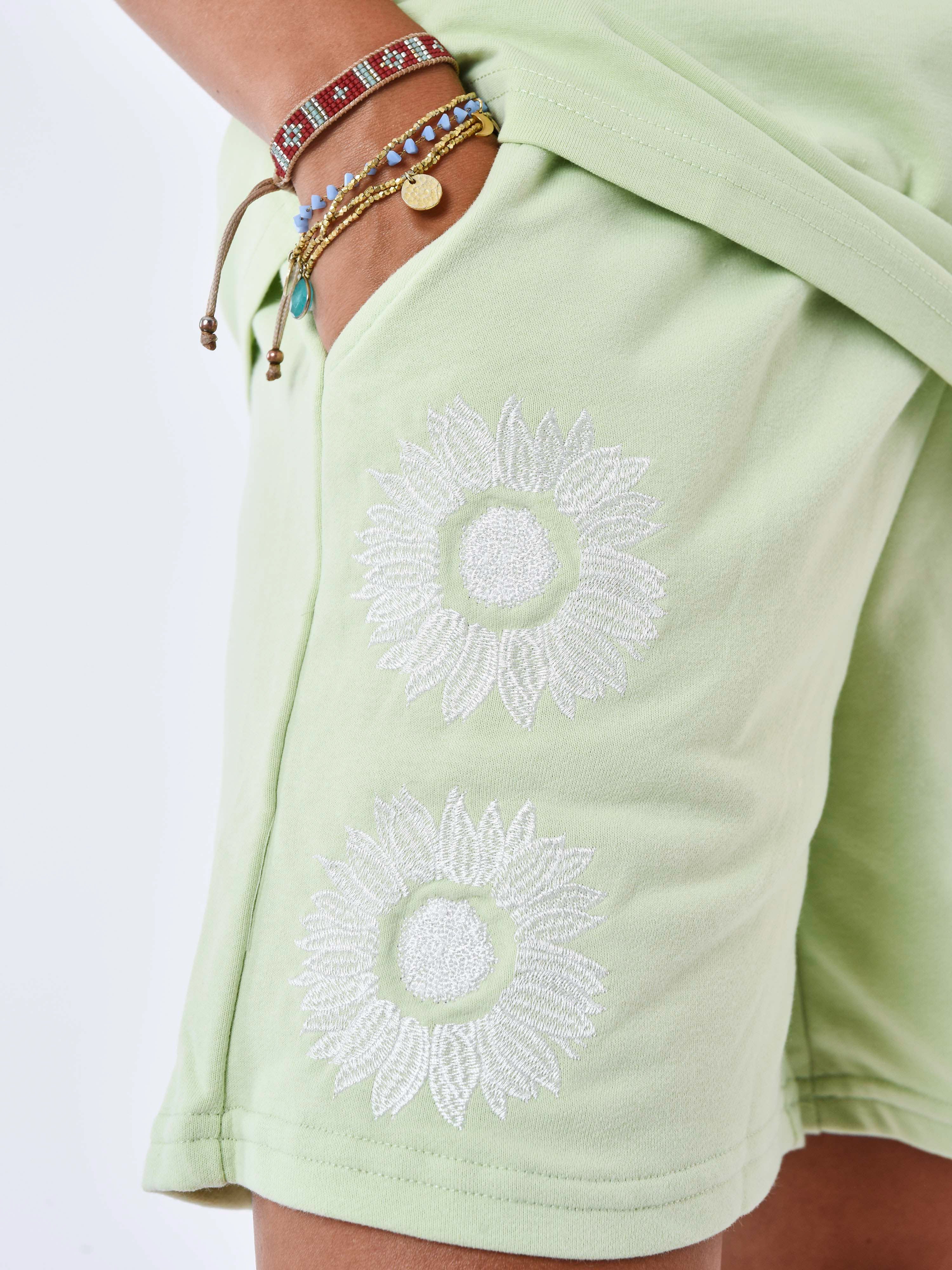 Floral embroidered shorts-4