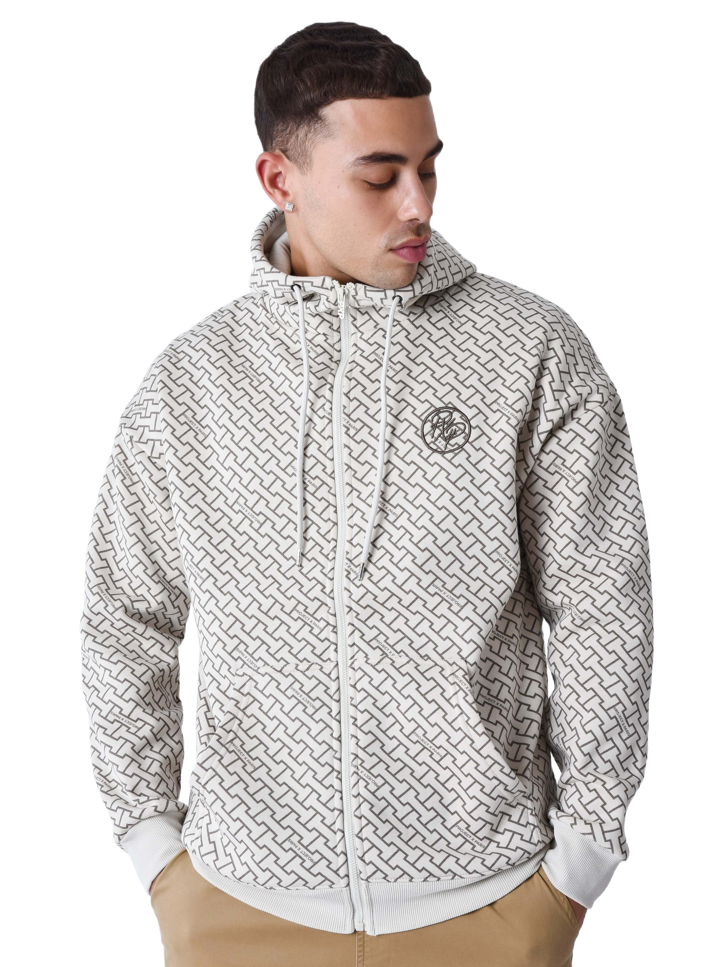 sweat-a-capuche-zippe-imprime-monogramme-craie-modelshot
