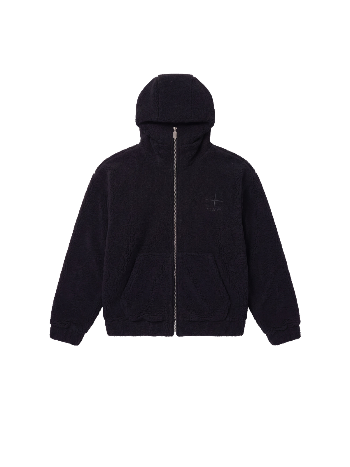 Veste zippée en sherpa à double capuche Mountain Noir – 6