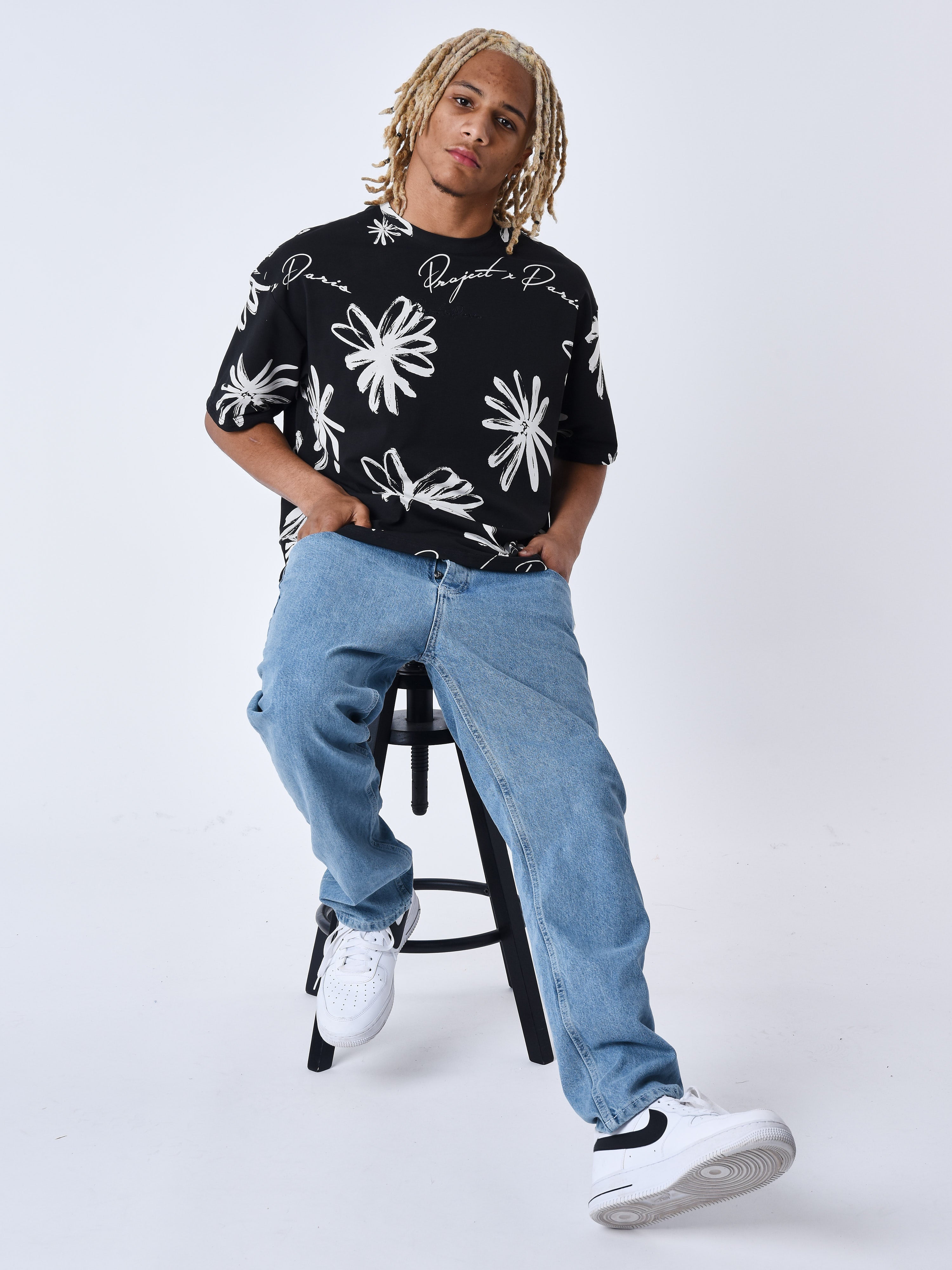 All over floral sketch T-shirt-1