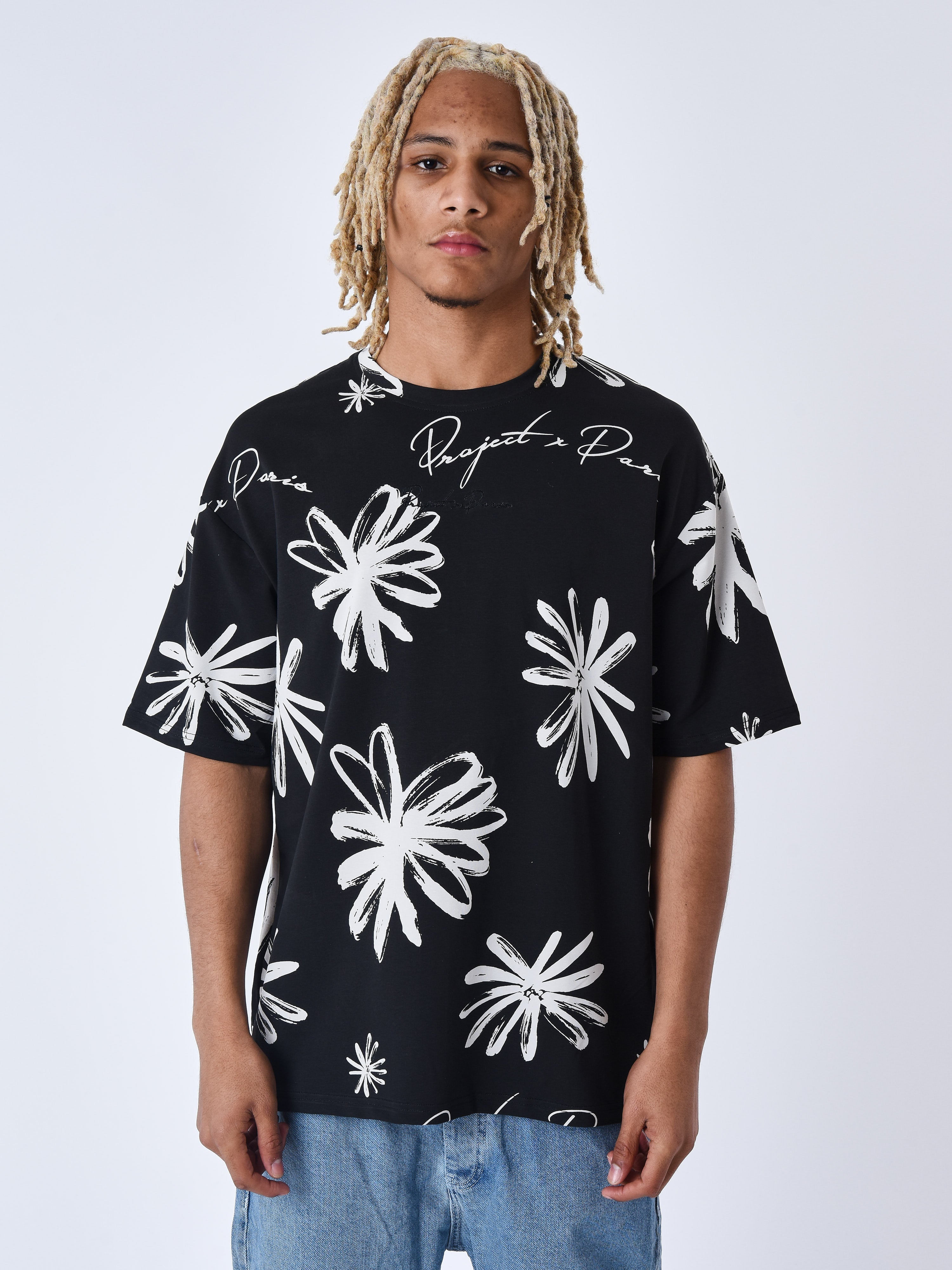 All over floral sketch T-shirt-2