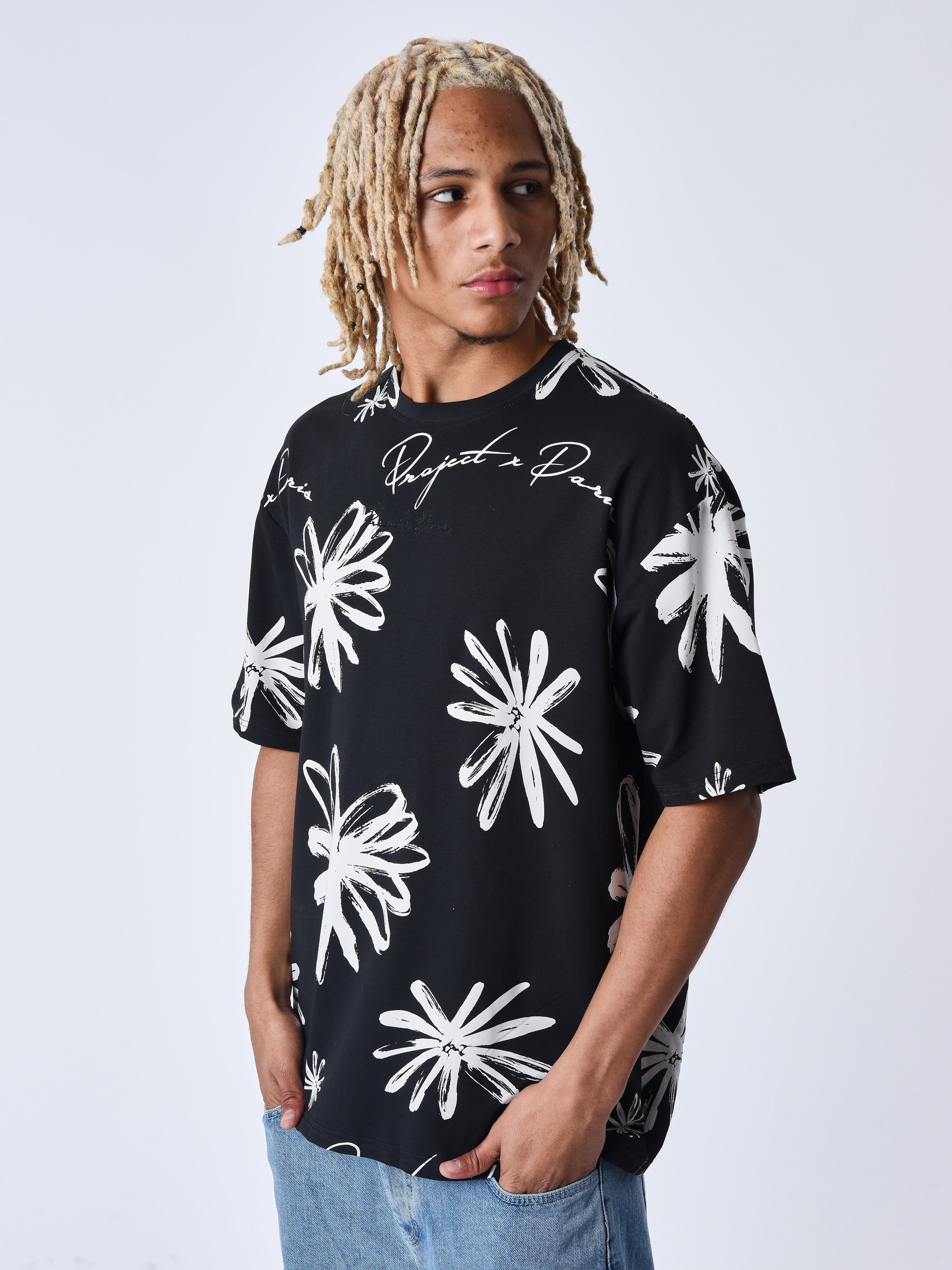 All over floral sketch T-shirt-4
