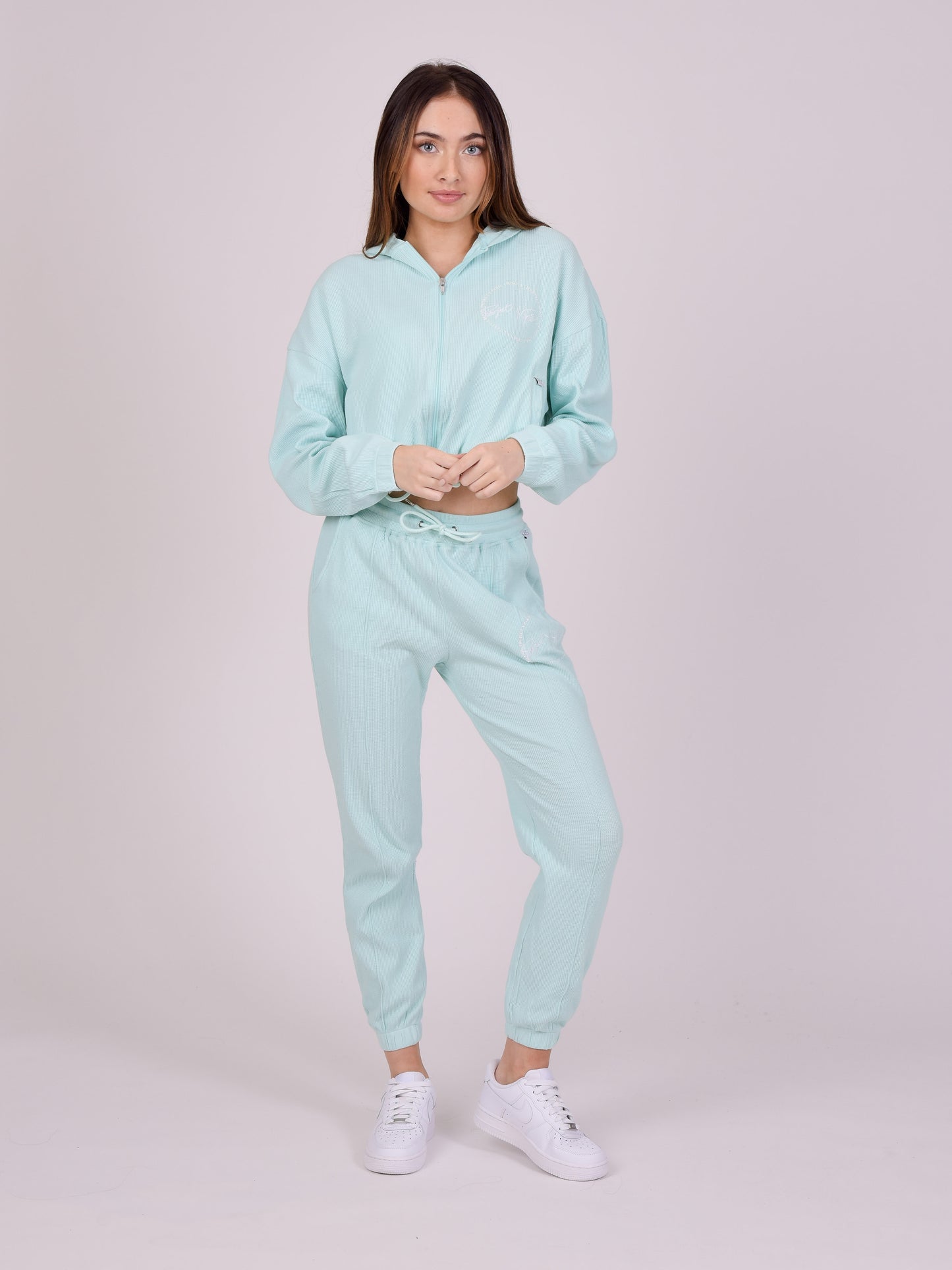 gilet-a-capuche-effet-nid-d-abeille-cyan