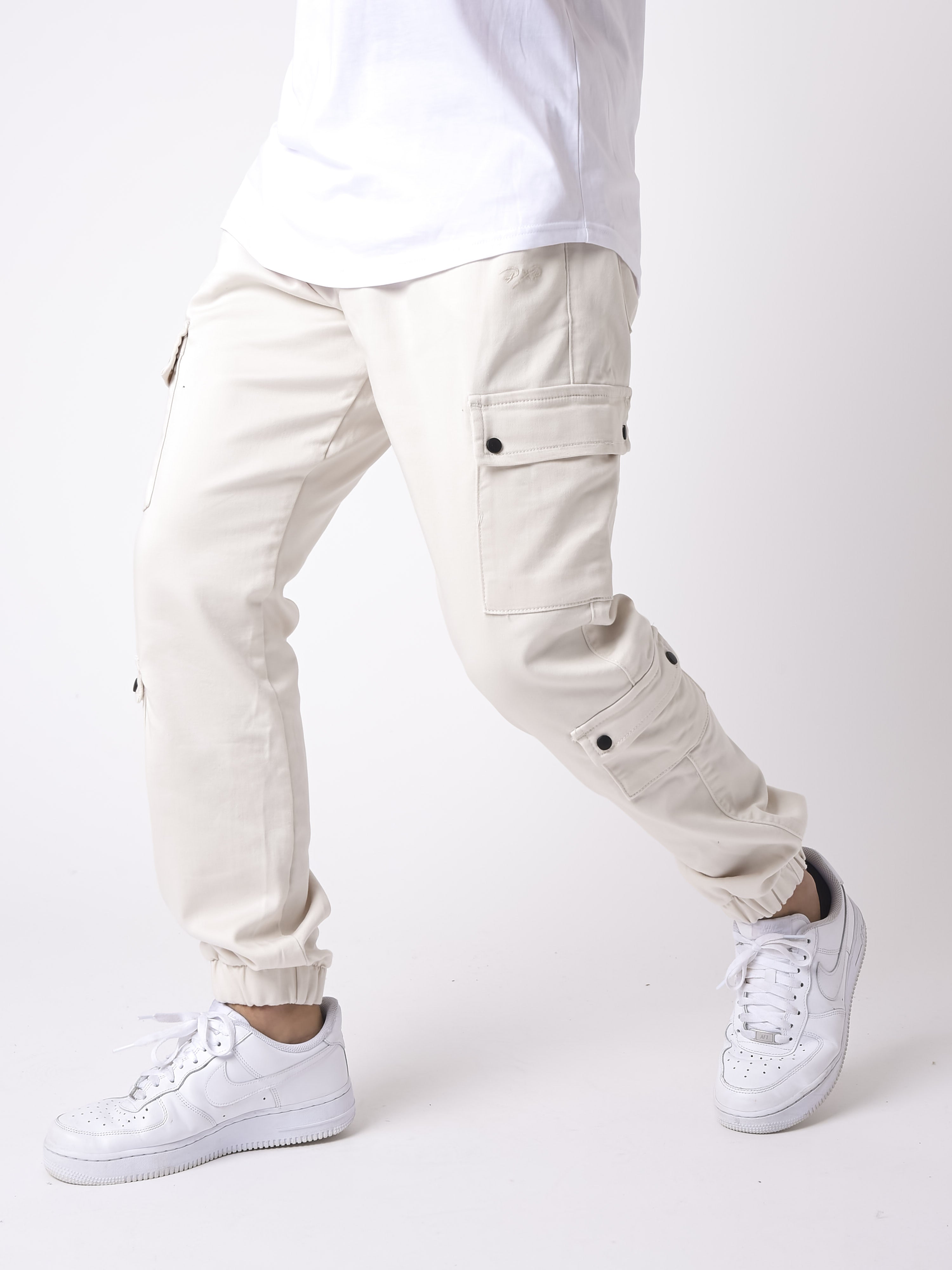 Multi-pocket cargo pants with elastic tightening-1
