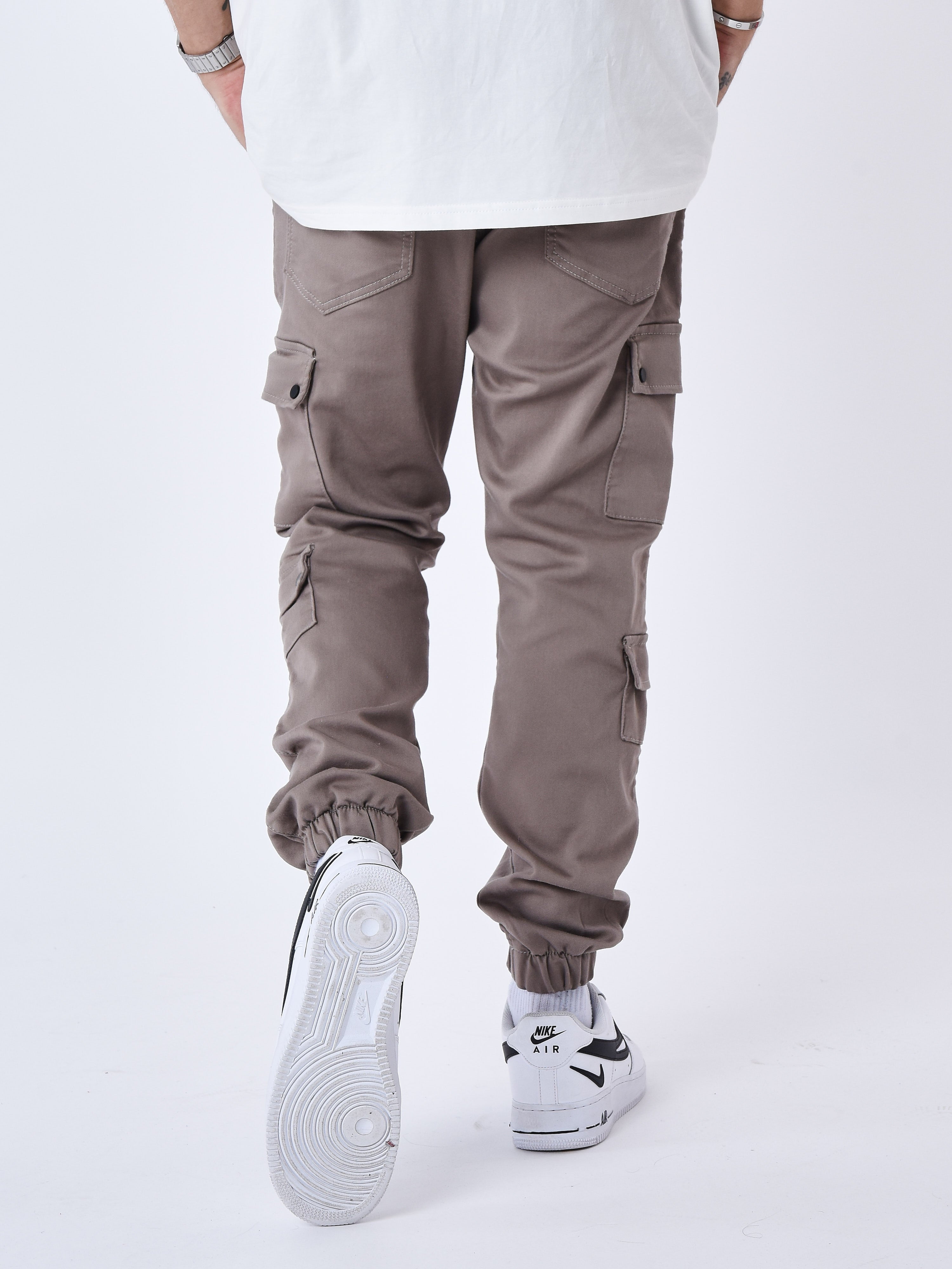 Multi-pocket cargo pants with elastic tightening-5