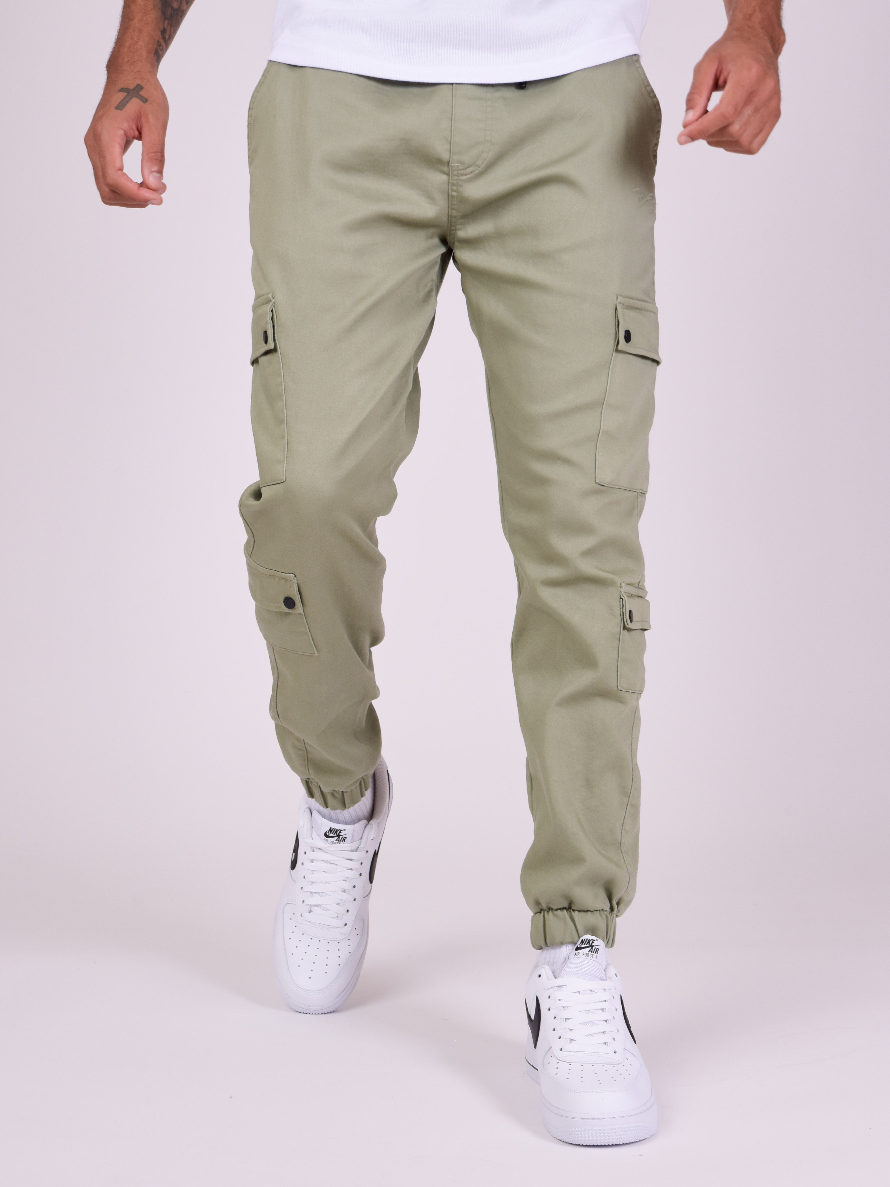 Multi-pocket cargo pants with elastic tightening-1