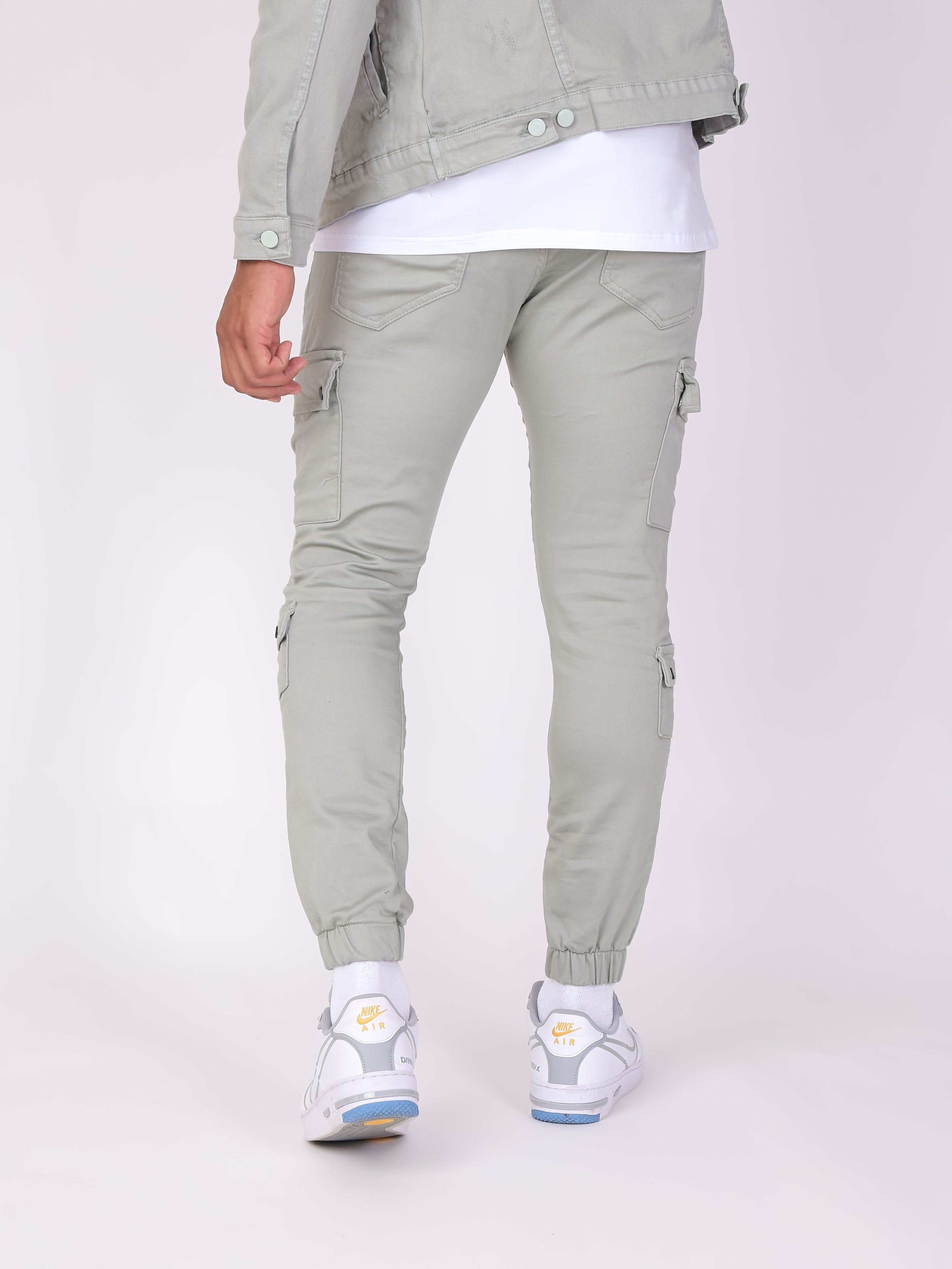 Multi-pocket cargo pants with elastic tightening-5