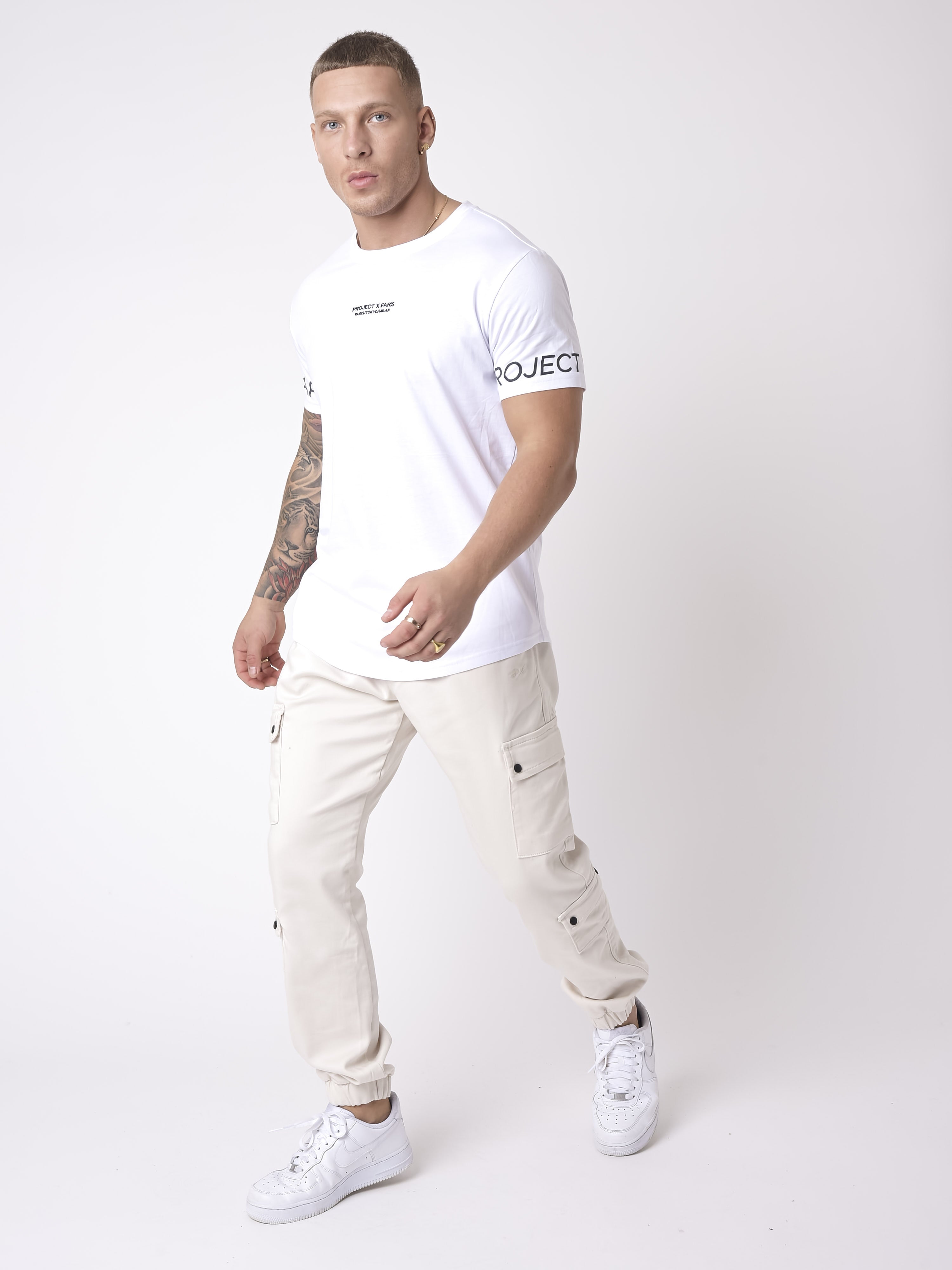 Multi-pocket cargo pants with elastic tightening-5