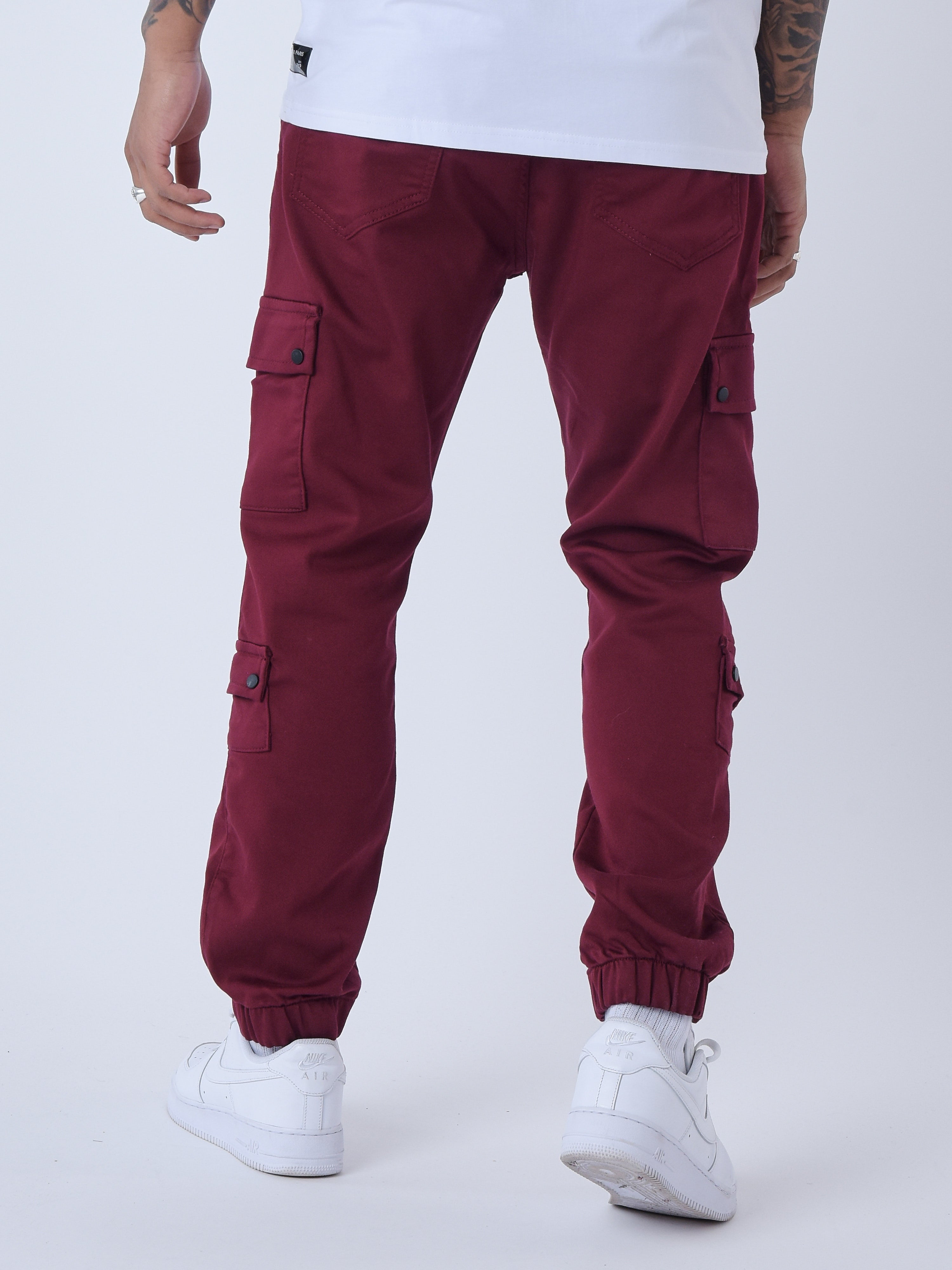 Multi-pocket cargo pants with elastic tightening-5