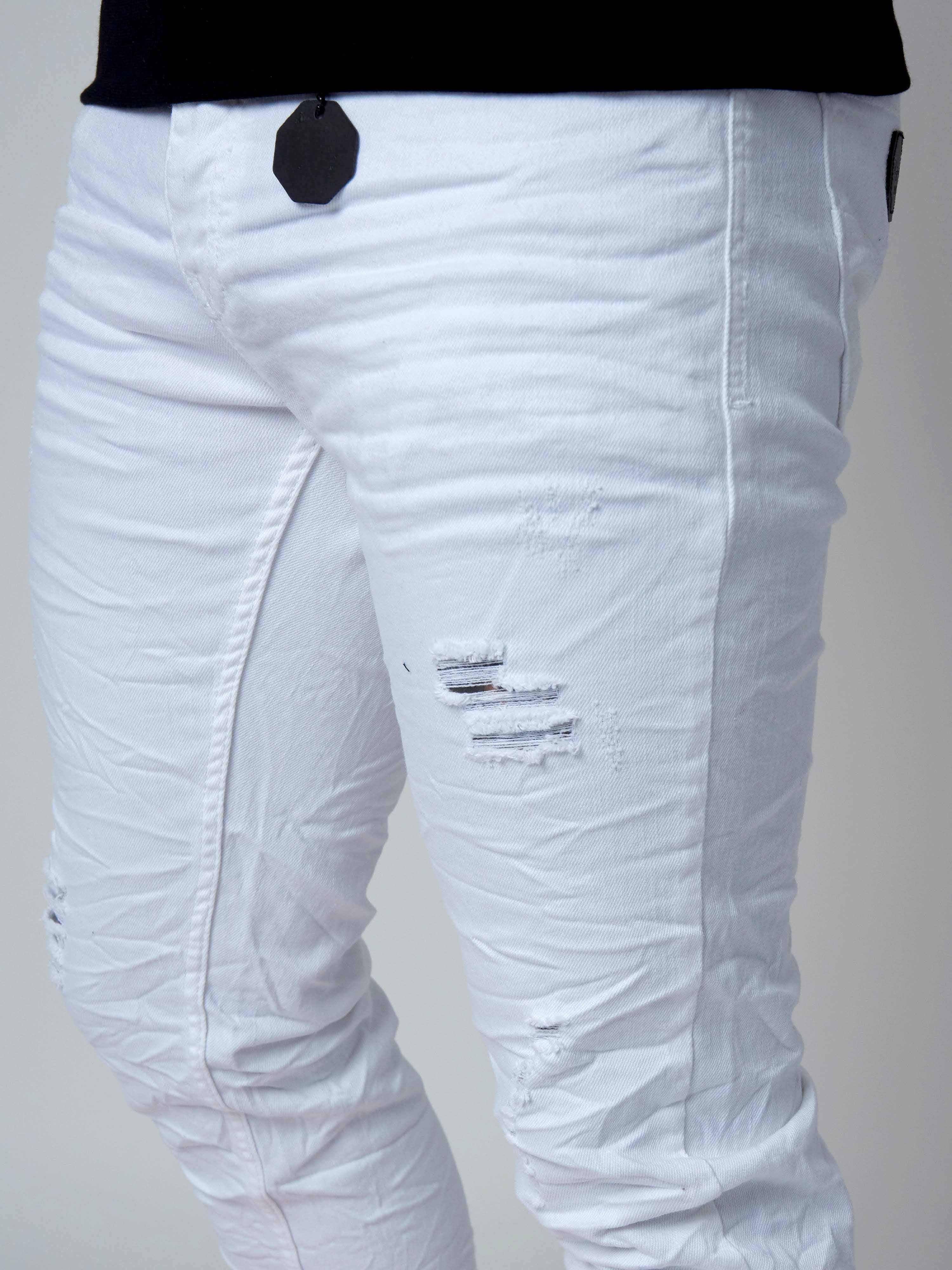 Jean Skinny effet usé avec trous-9