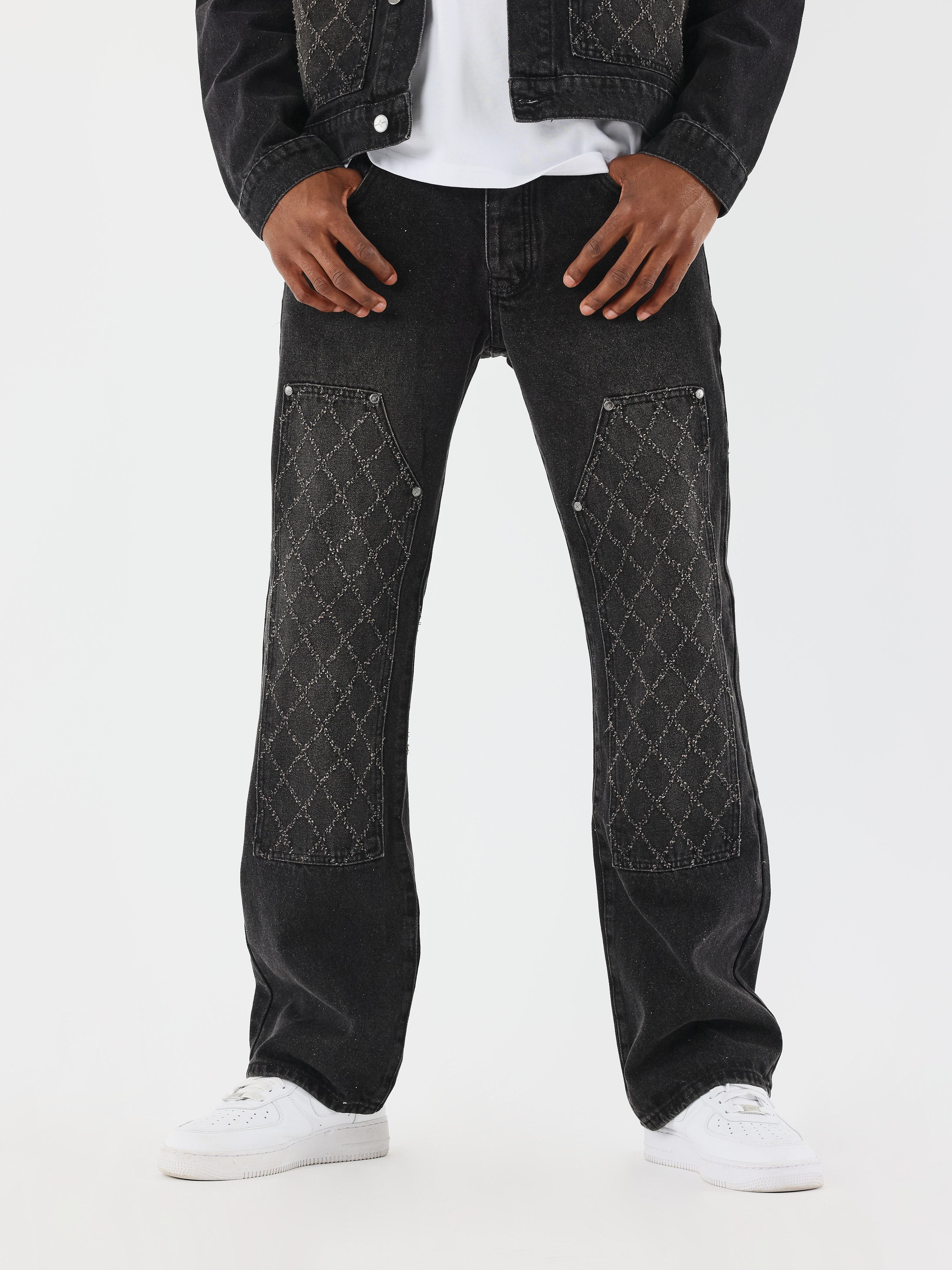 Jeans largo com detalhes de carpinteiro-2