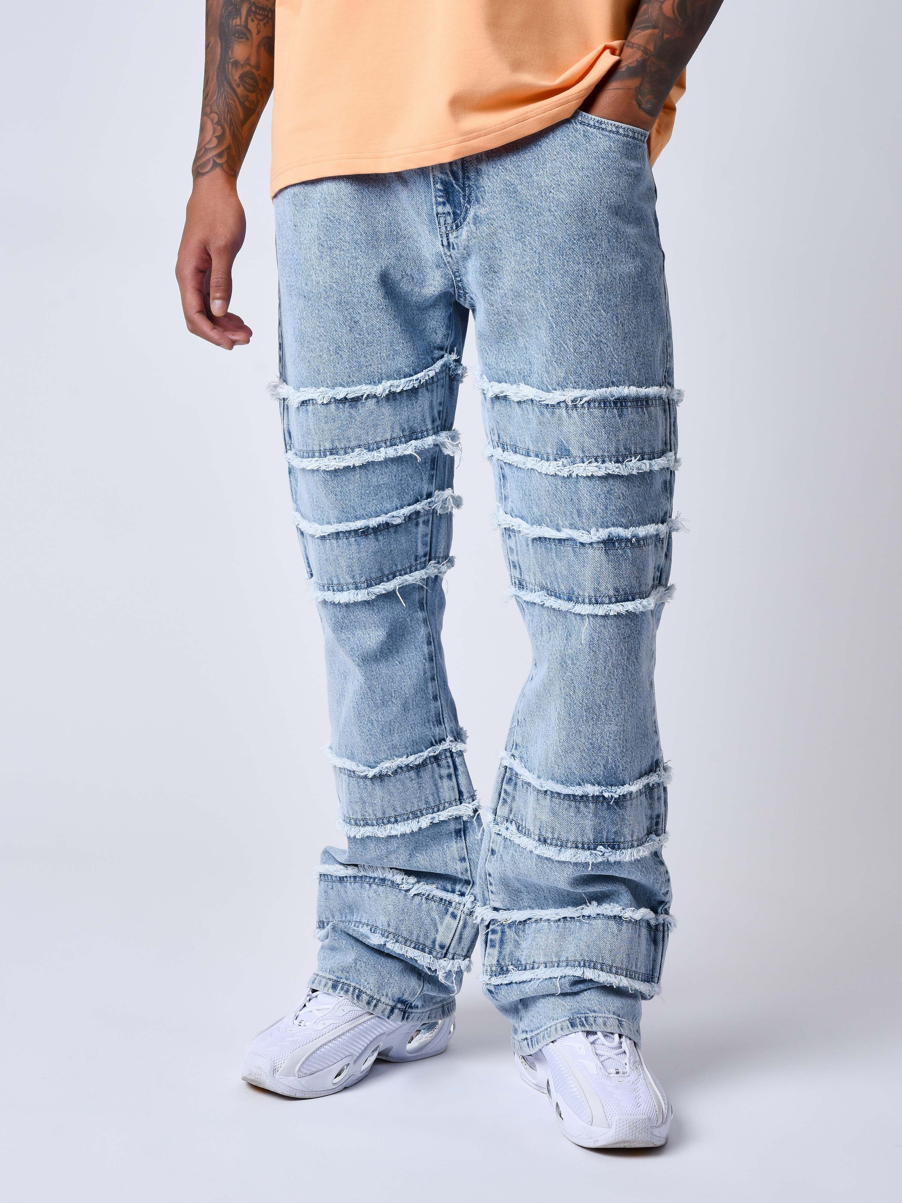 Jeans flare com detalhes desfiados-2