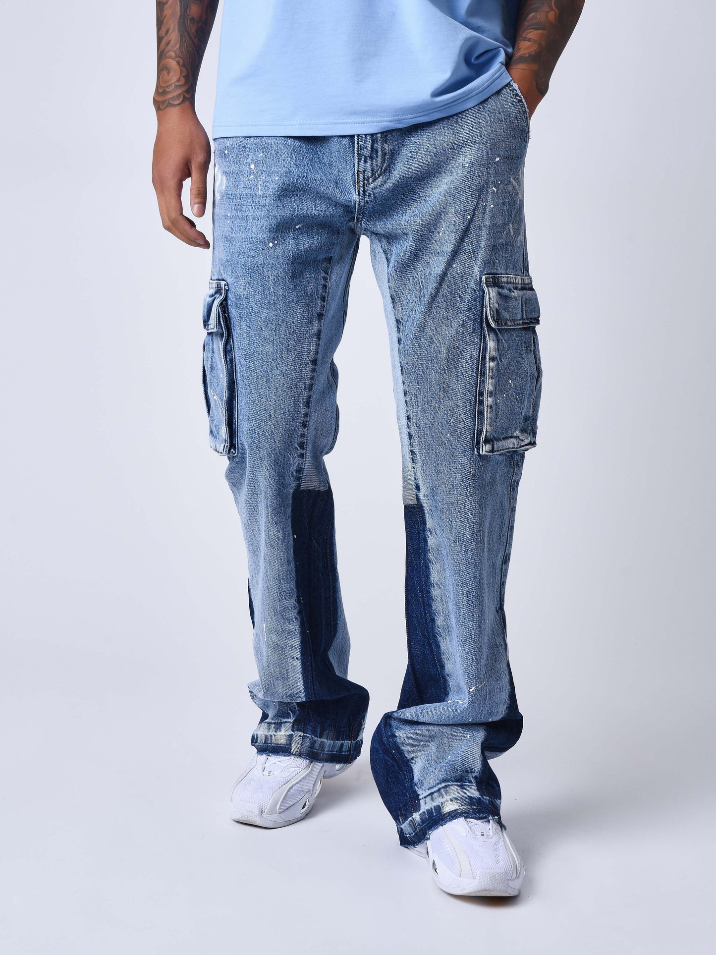 jeans-evase-a-poches-bleu