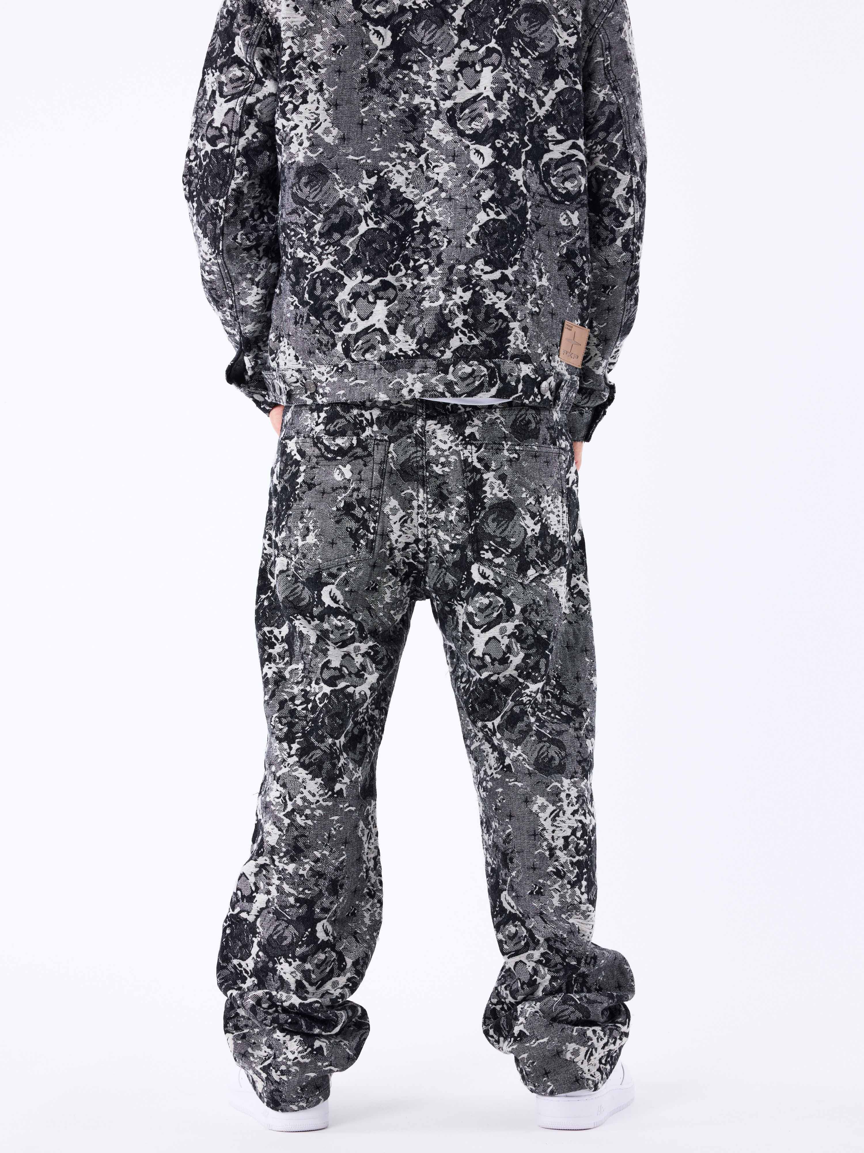Abstract pattern denim pants-3