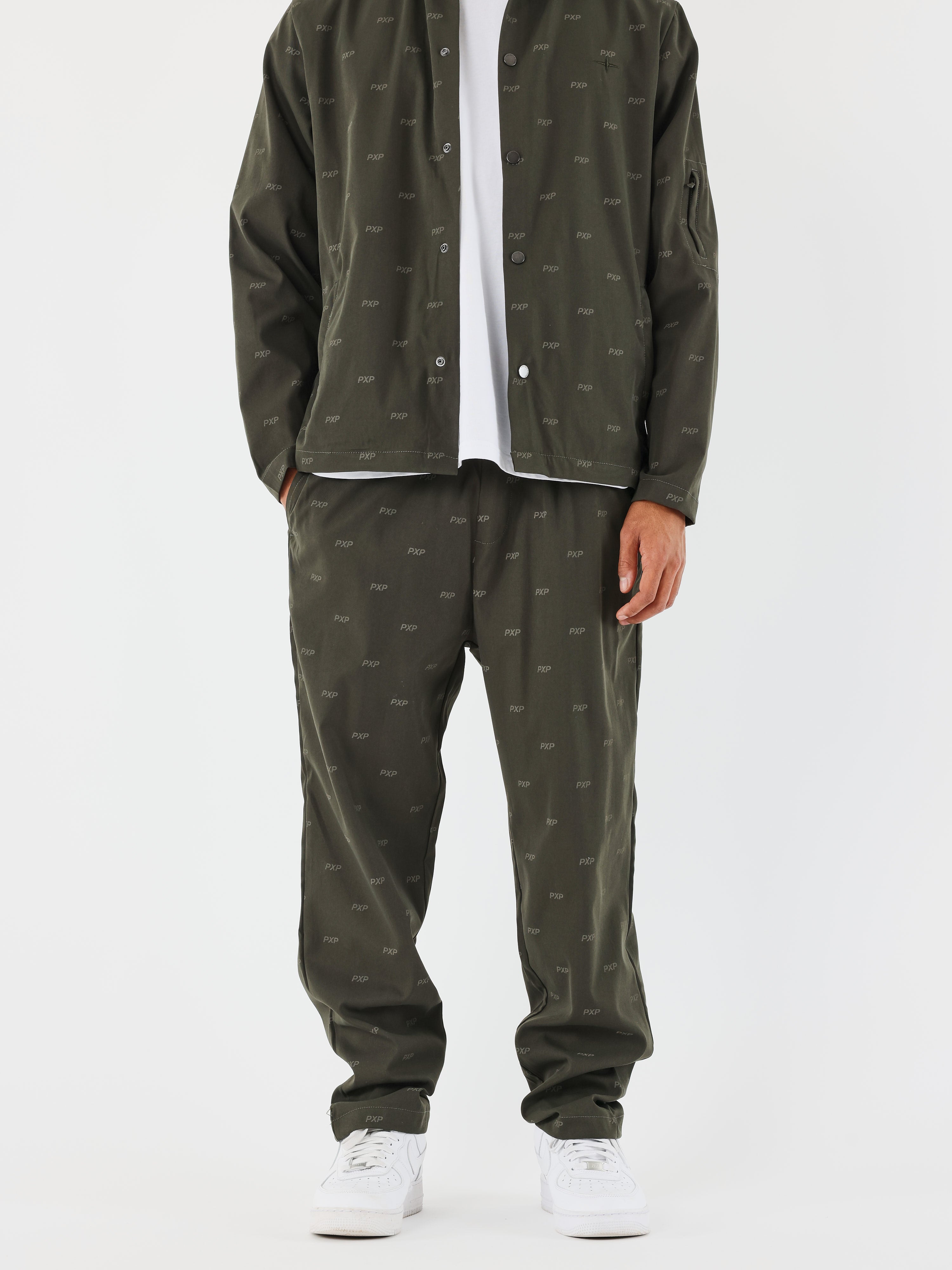 pantalon-imprime-pxp-olive-fonce