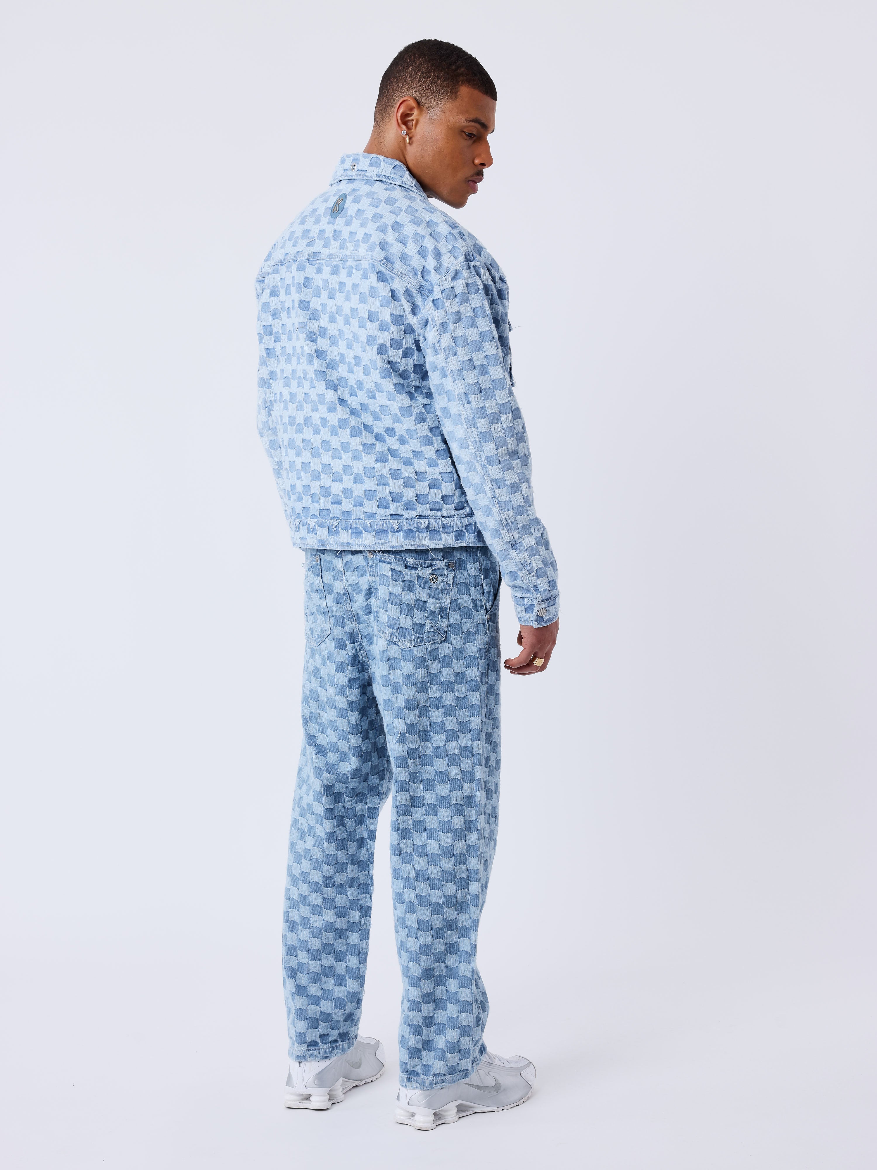 pantalon-kalash-x-pxp-en-denim-a-motif-damier-bleu