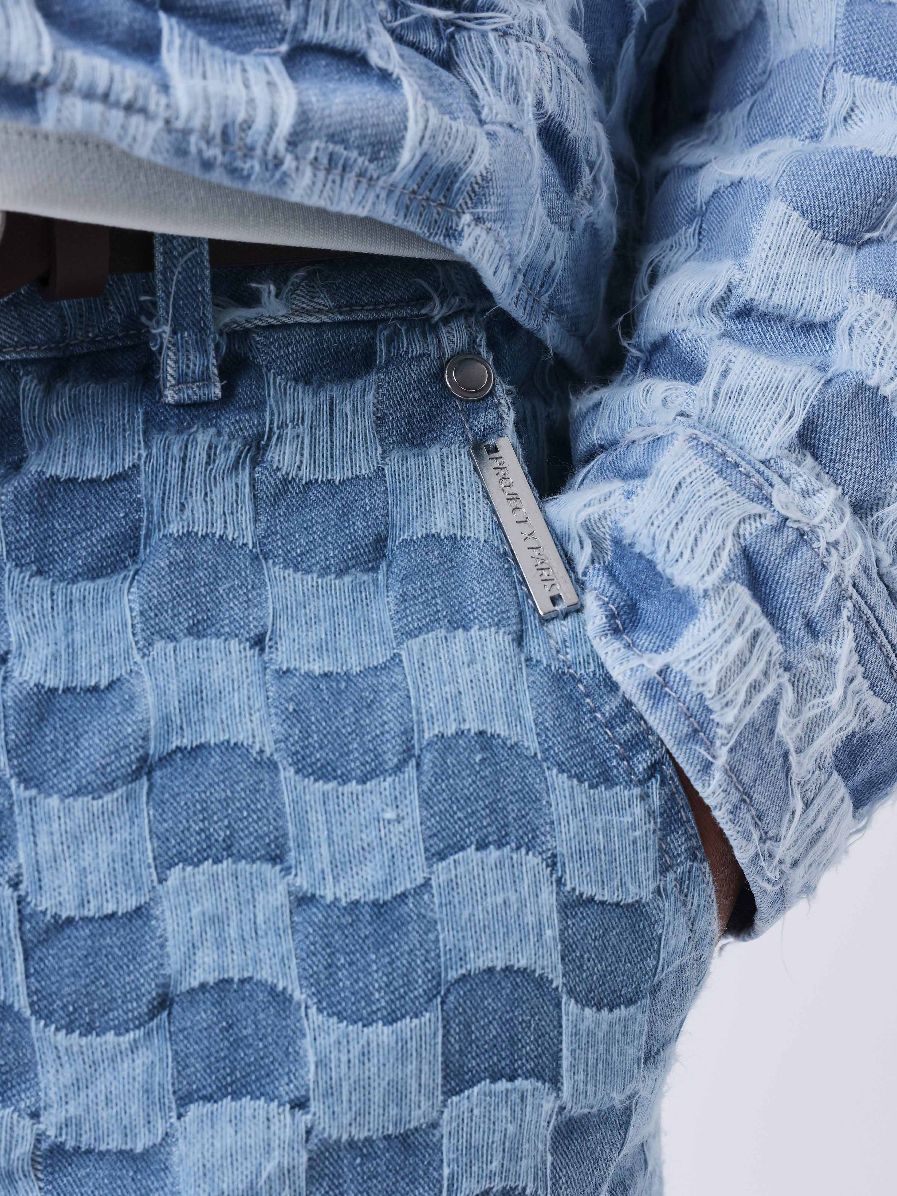 pantalon-kalash-x-pxp-en-denim-a-motif-damier-bleu