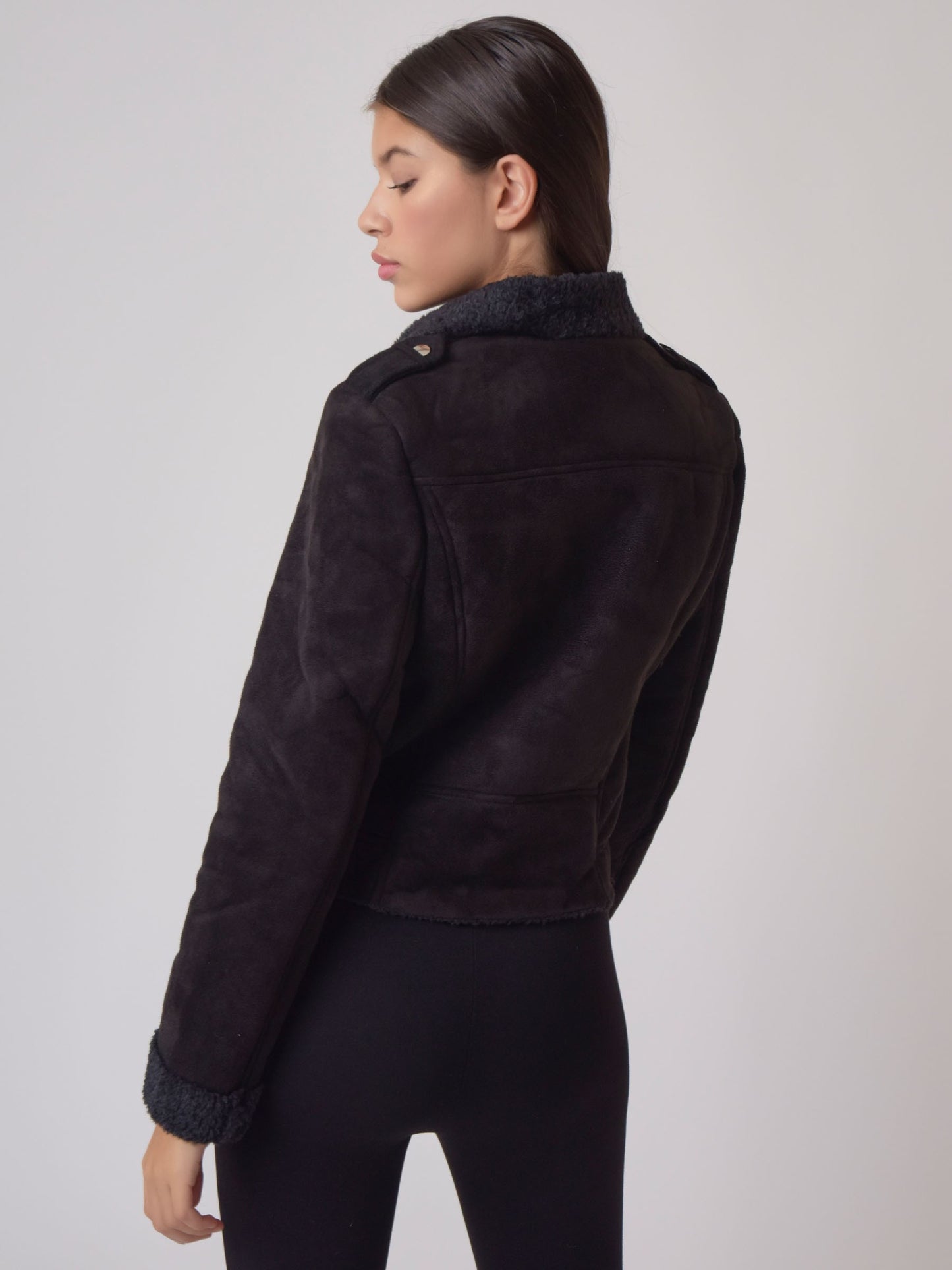 perfecto-en-daim-doublure-imitation-peau-de-mouton-noir