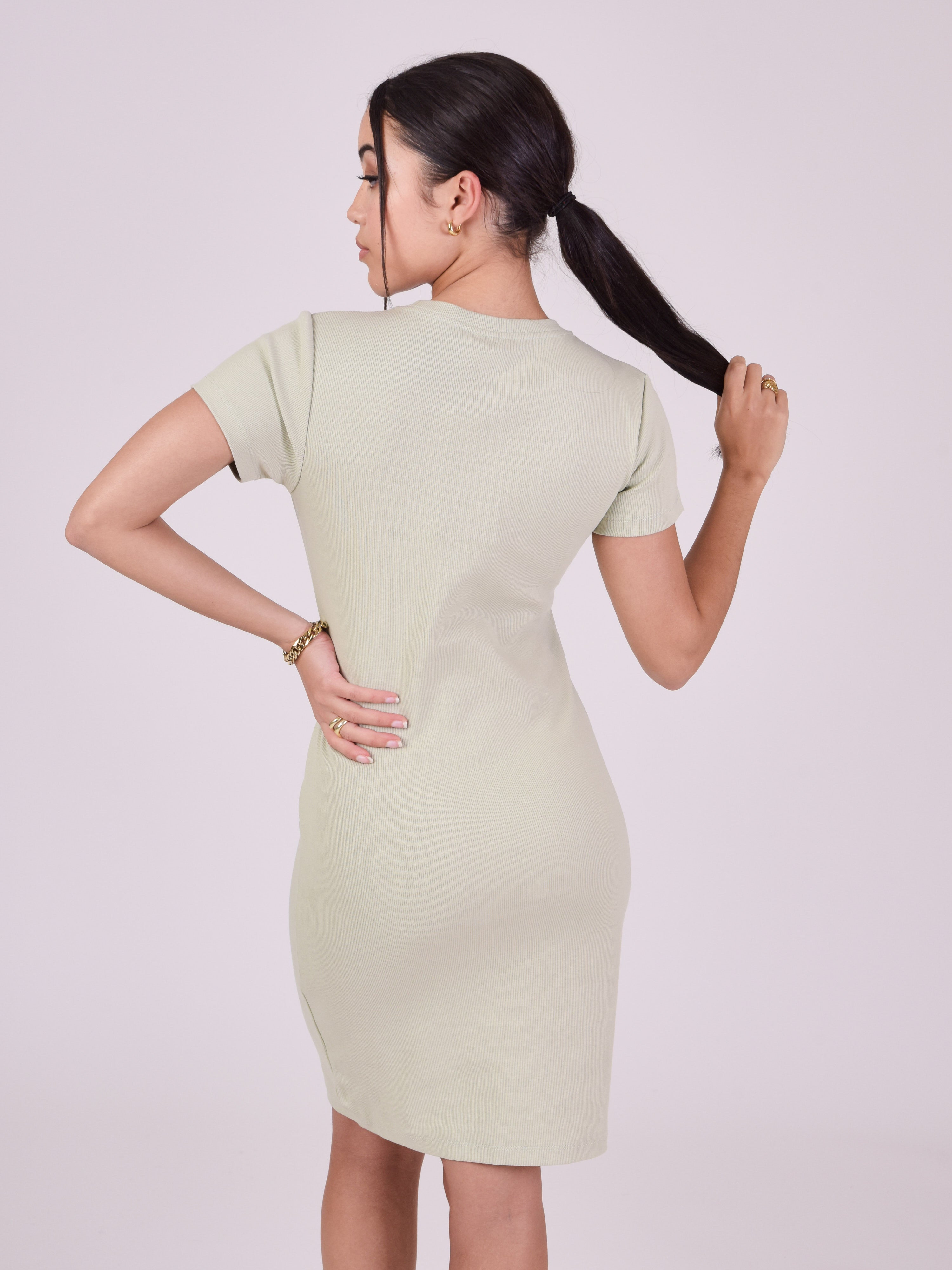 Short sleeve ribbed dress-5
